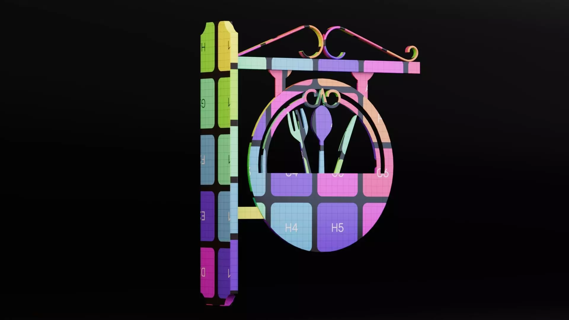 Restaurant Signboard Low-poly 3D model_11