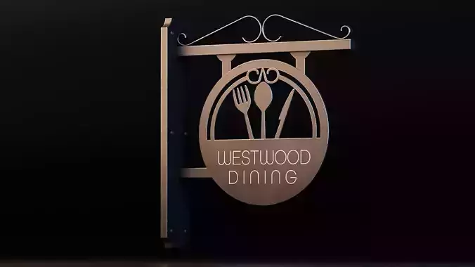 Restaurant Signboard Low-poly 3D model