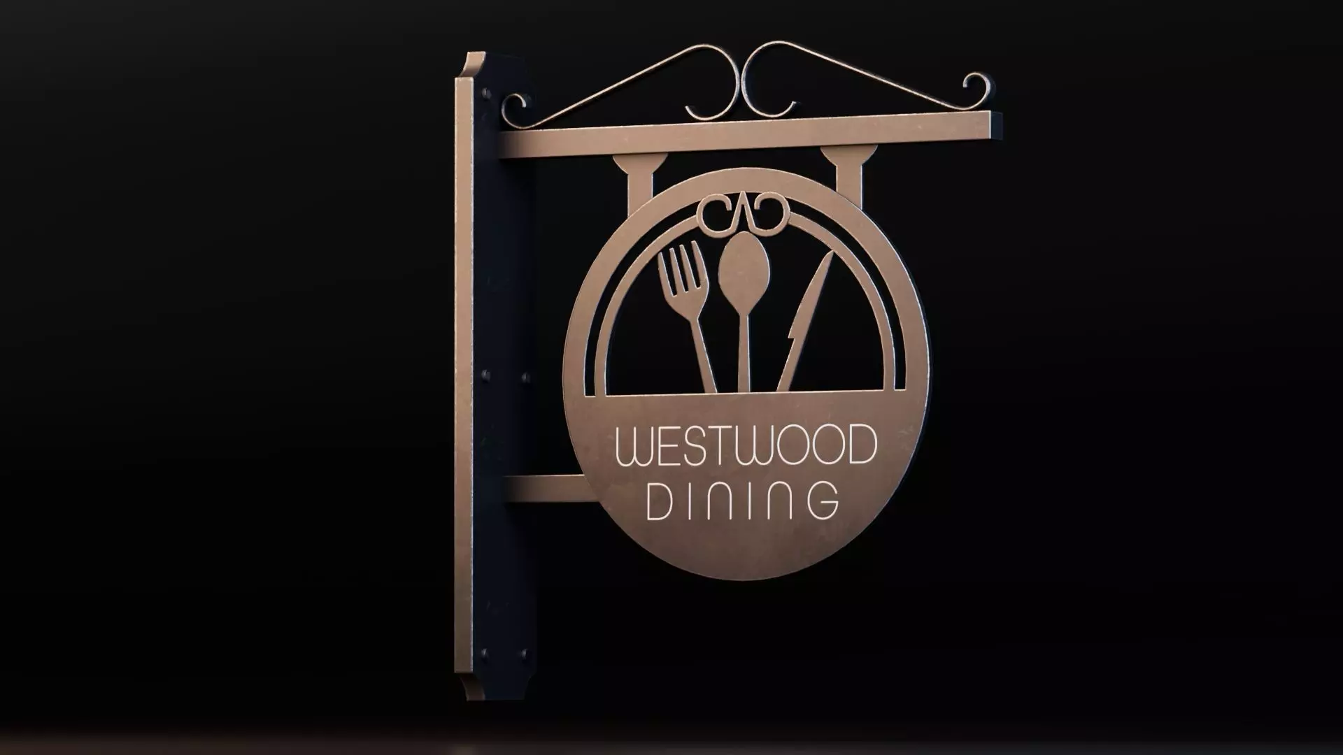 Restaurant Signboard Low-poly 3D model_0