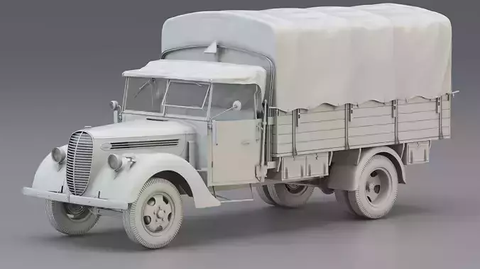 WWII German Utility Military Truck 2 5t 3D model