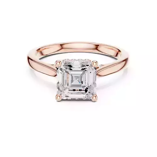 Asscher Cut Hidden Diamond Engagement Wedding Ring 3DM STL Video