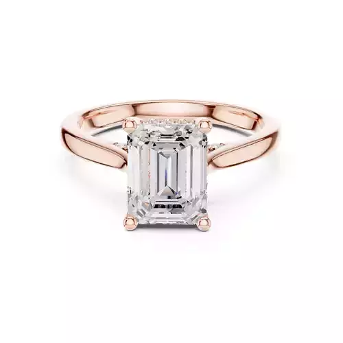 Emerald Cut Hidden Diamond Engagement Wedding Ring 3DM STL Video