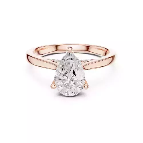 Pear Cut Hidden Diamond Engagement Wedding Ring 3DM STL Video
