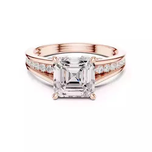 7mm Asscher Cut Diamond Engagement Wedding Ring 3DM STL Video 3D print model