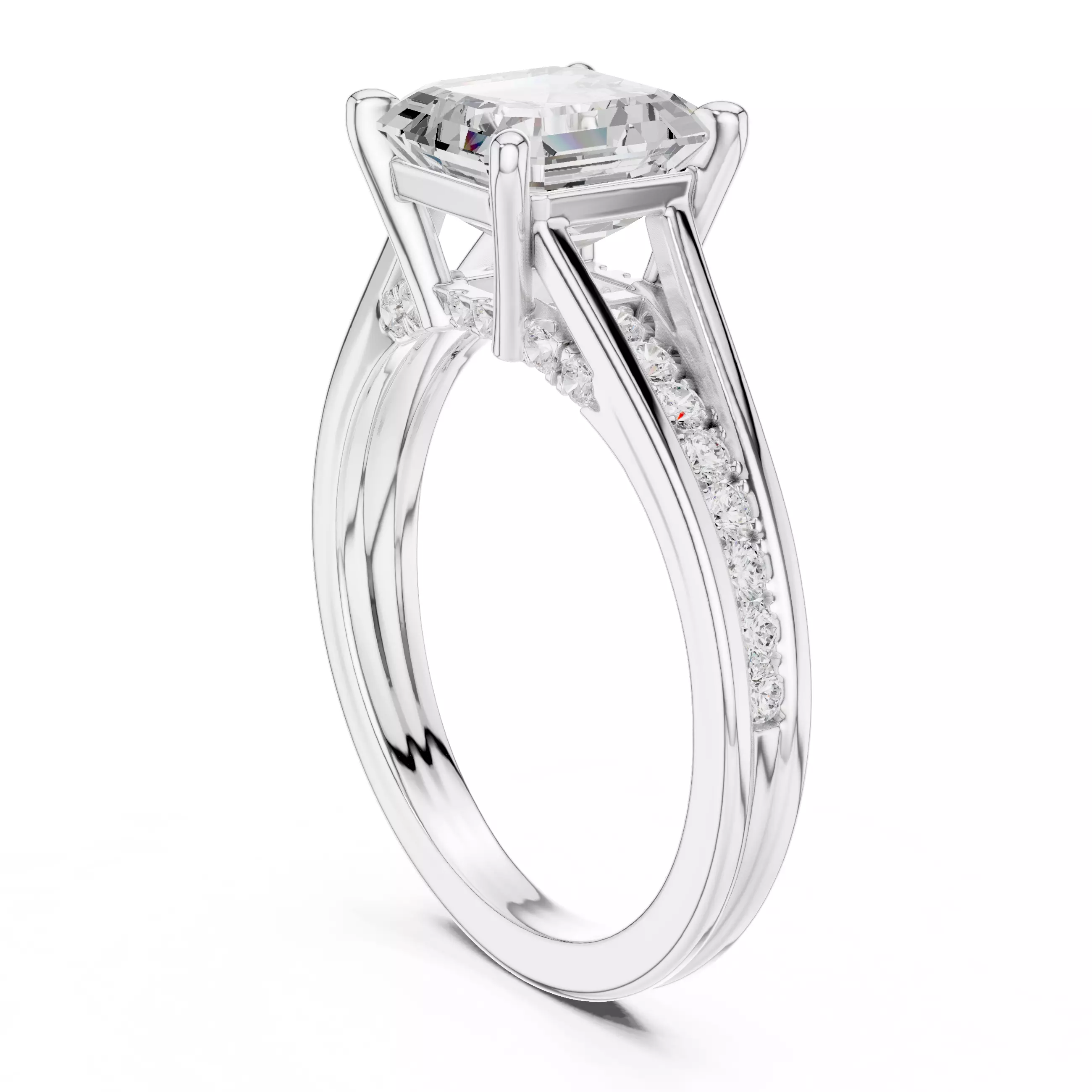 7mm Asscher Cut Diamond Engagement Wedding Ring 3DM STL Video 3D print model_9