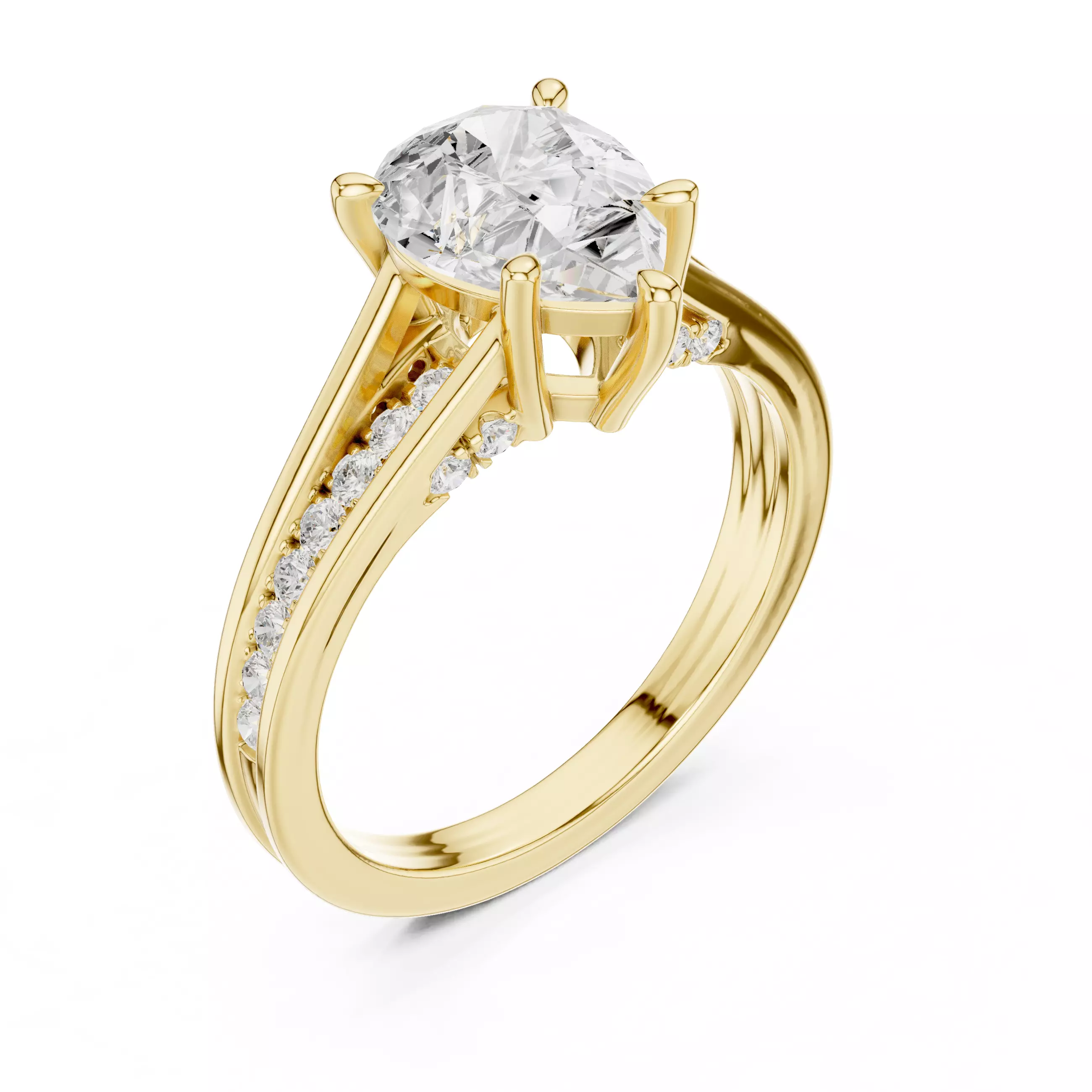 2CT Pear Cut Diamond Engagement Wedding Ring 3DM STL Video 3D print model_7