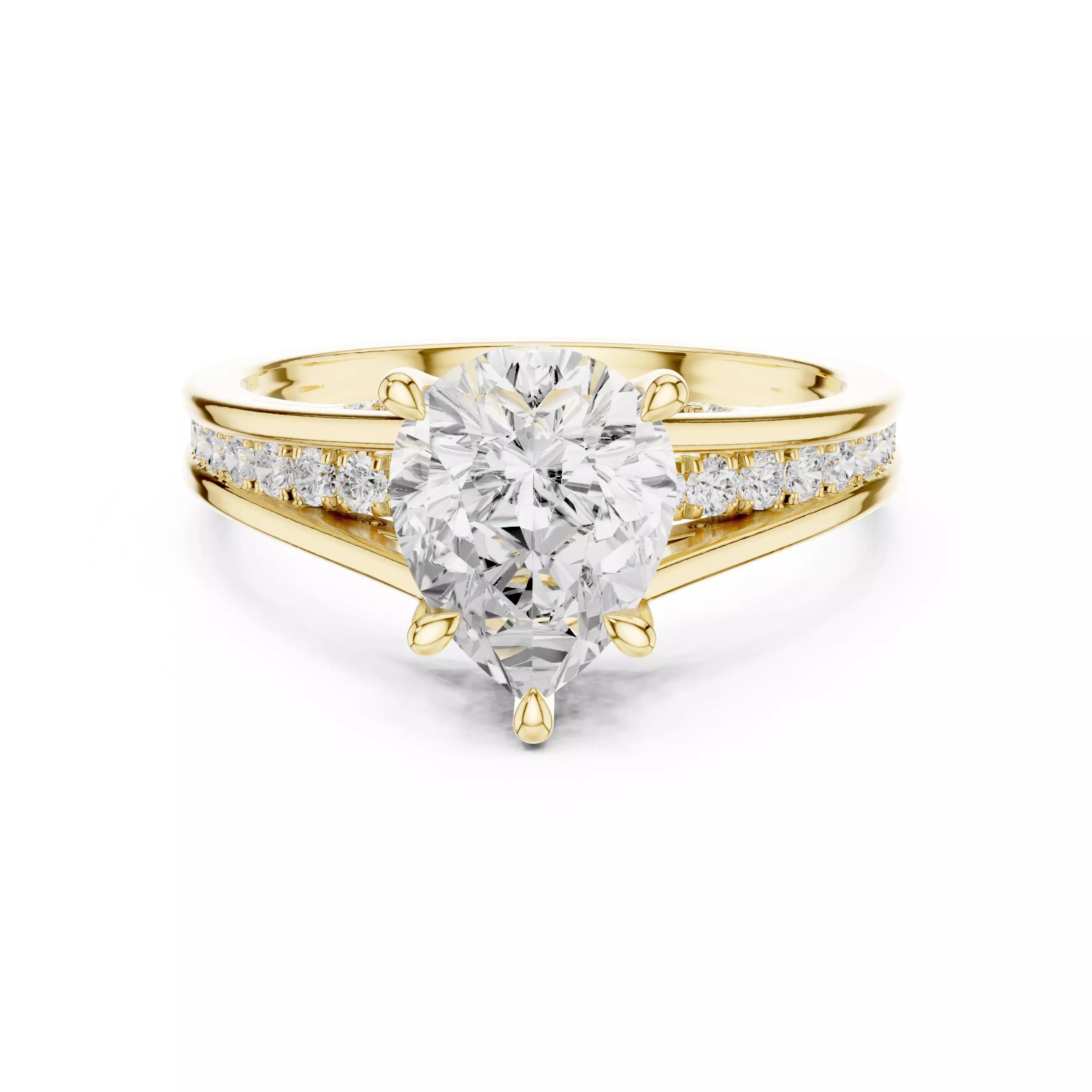 2CT Pear Cut Diamond Engagement Wedding Ring 3DM STL Video 3D print model_1