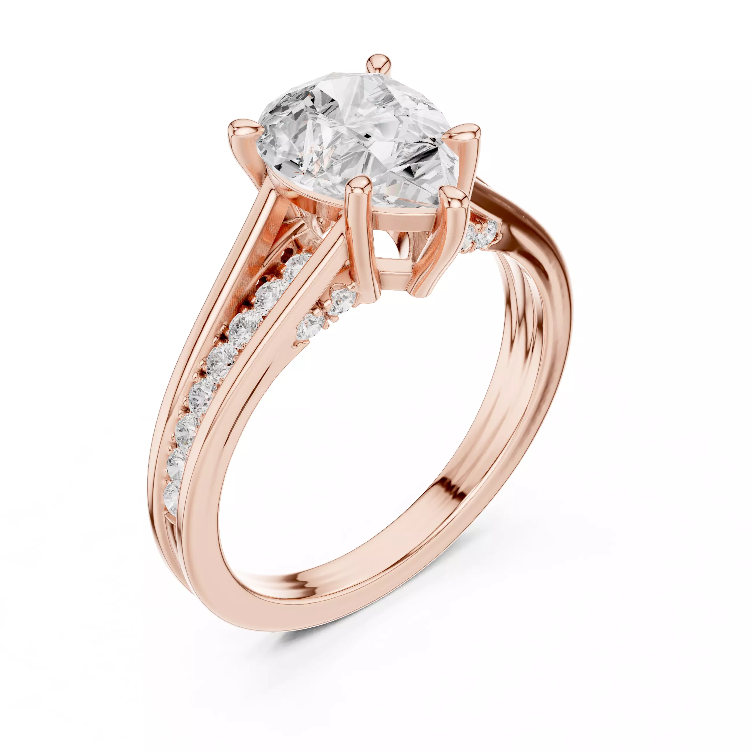 2CT Pear Cut Diamond Engagement Wedding Ring 3DM STL Video 3D print model_4