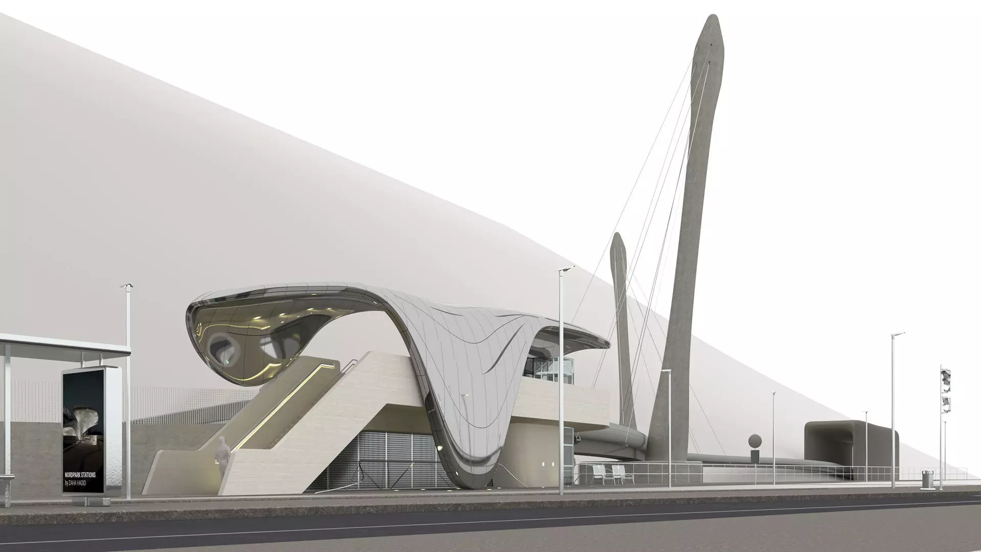 Nordpark Station - Zaha Hadid 3D model