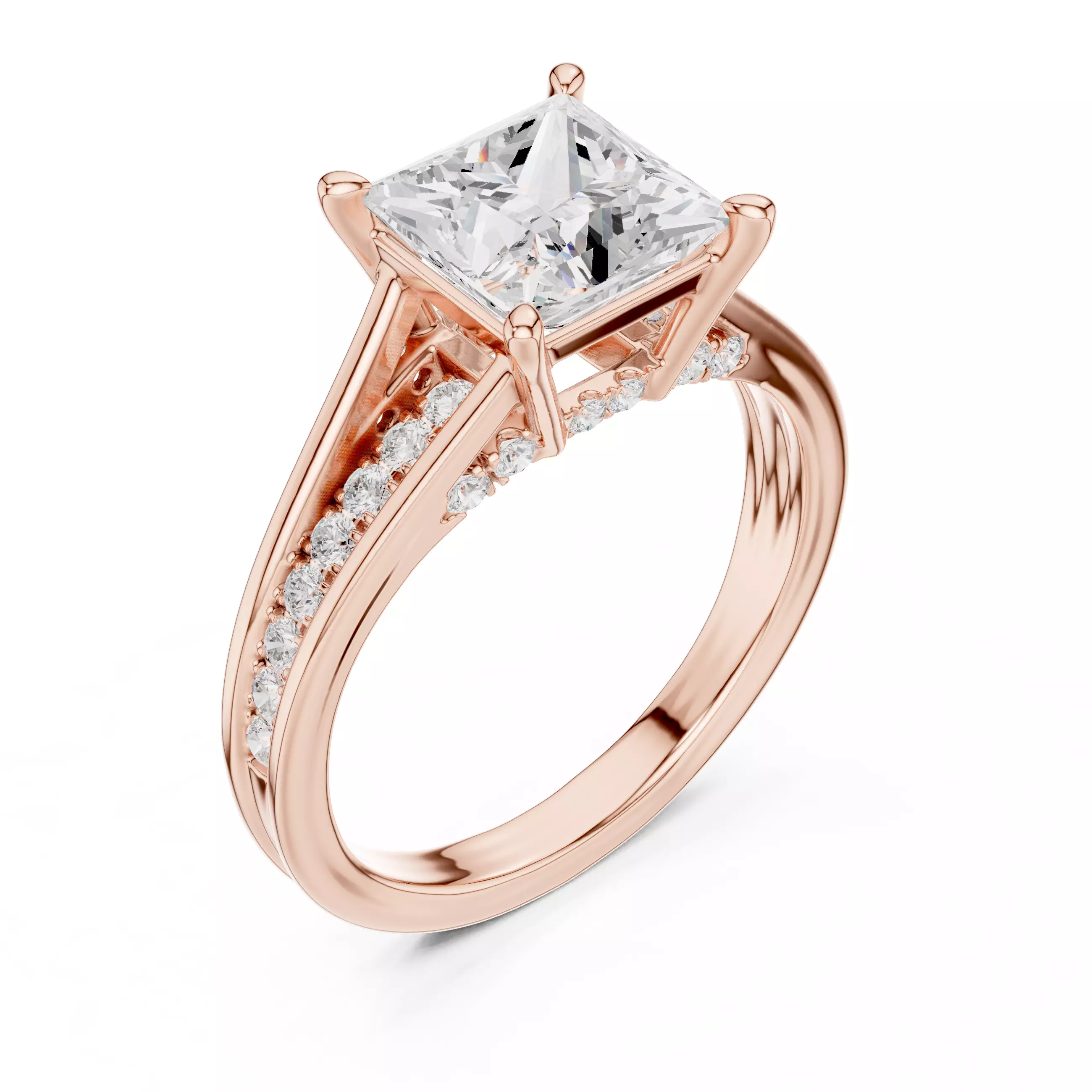 2CT Princess Cut Diamond Engagement Wedding Ring 3DM STL Video 3D print model_4