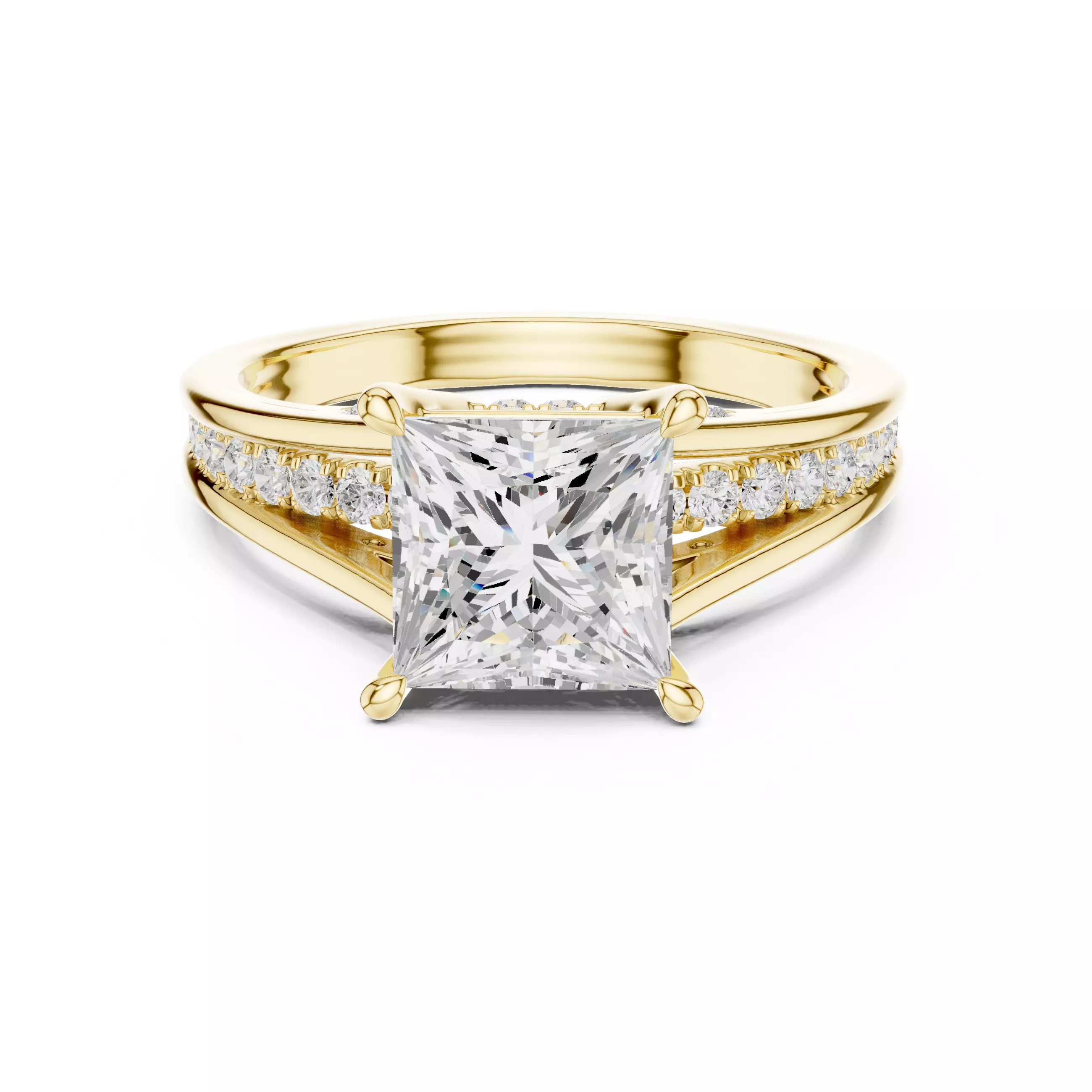 2CT Princess Cut Diamond Engagement Wedding Ring 3DM STL Video 3D print model_1