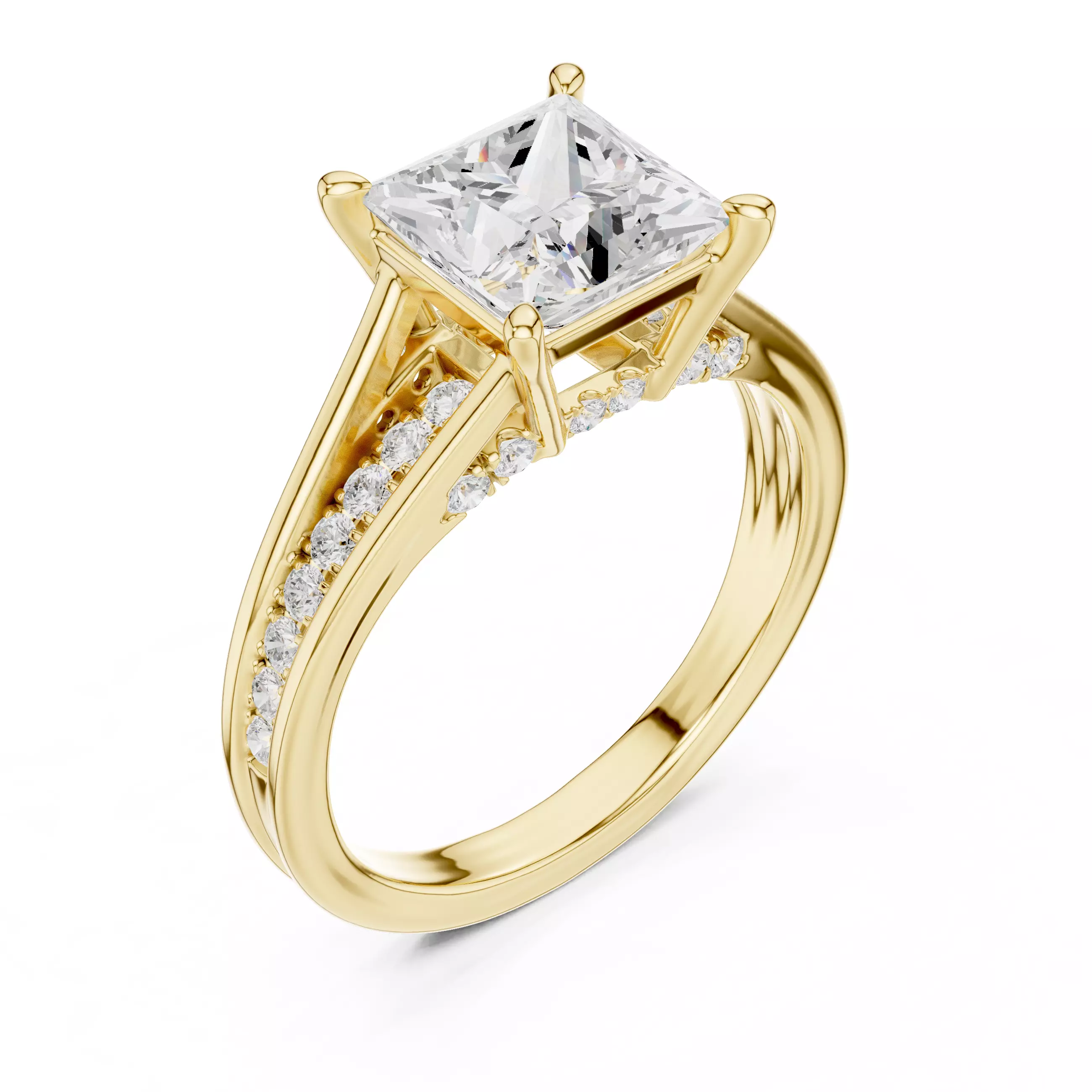 2CT Princess Cut Diamond Engagement Wedding Ring 3DM STL Video 3D print model_7