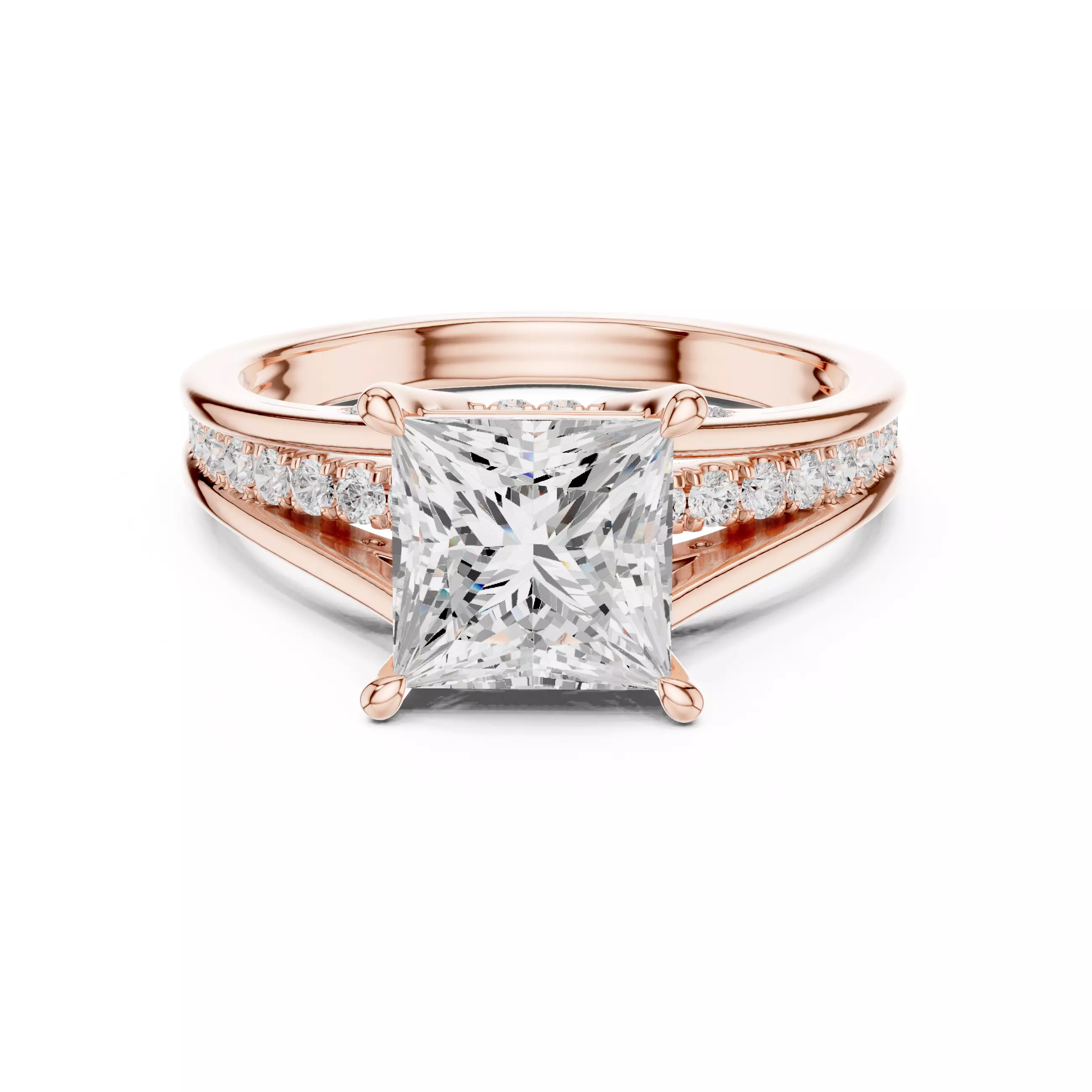 2CT Princess Cut Diamond Engagement Wedding Ring 3DM STL Video 3D print model_0