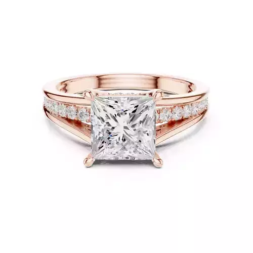 2CT Princess Cut Diamond Engagement Wedding Ring 3DM STL Video 3D print model