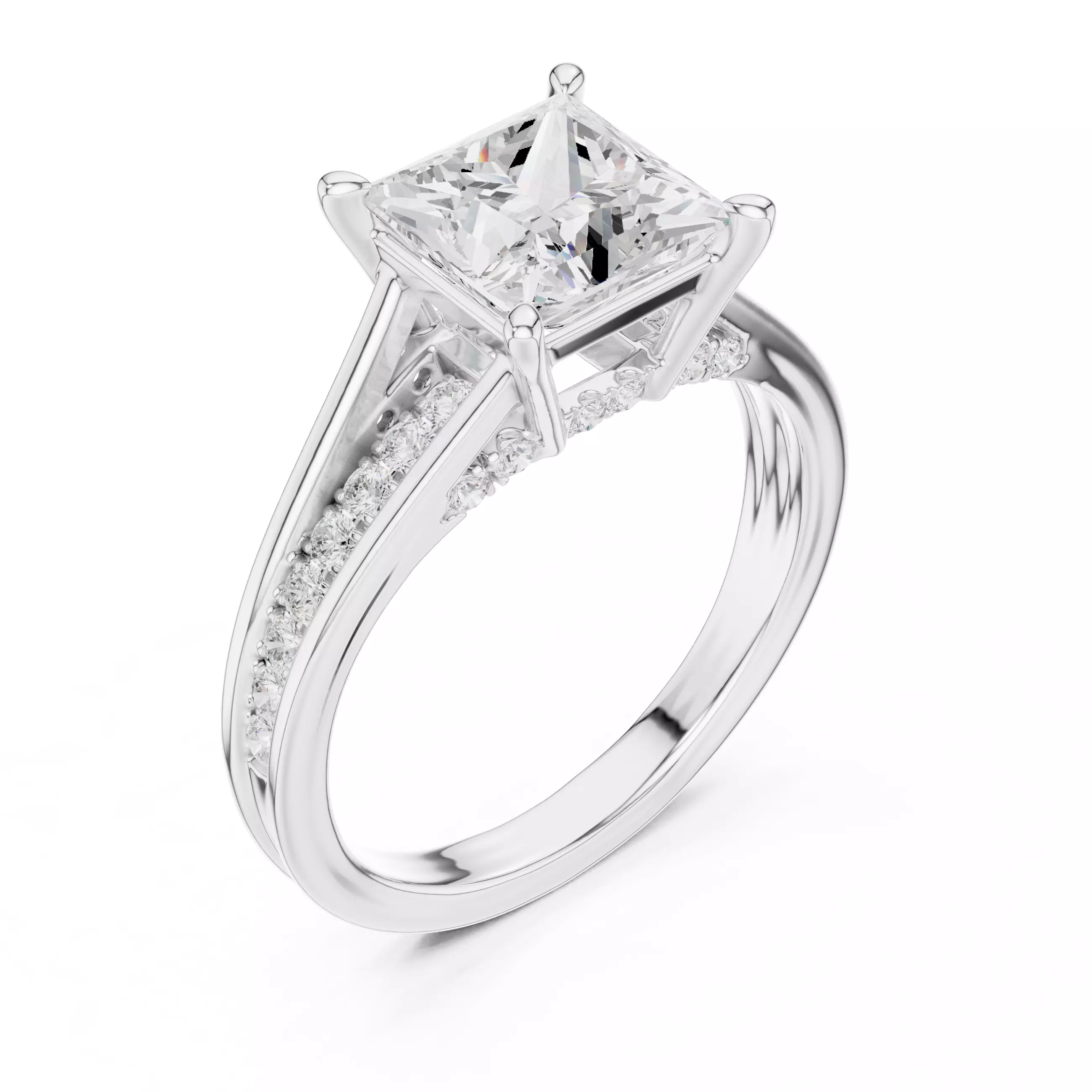 2CT Princess Cut Diamond Engagement Wedding Ring 3DM STL Video 3D print model_10