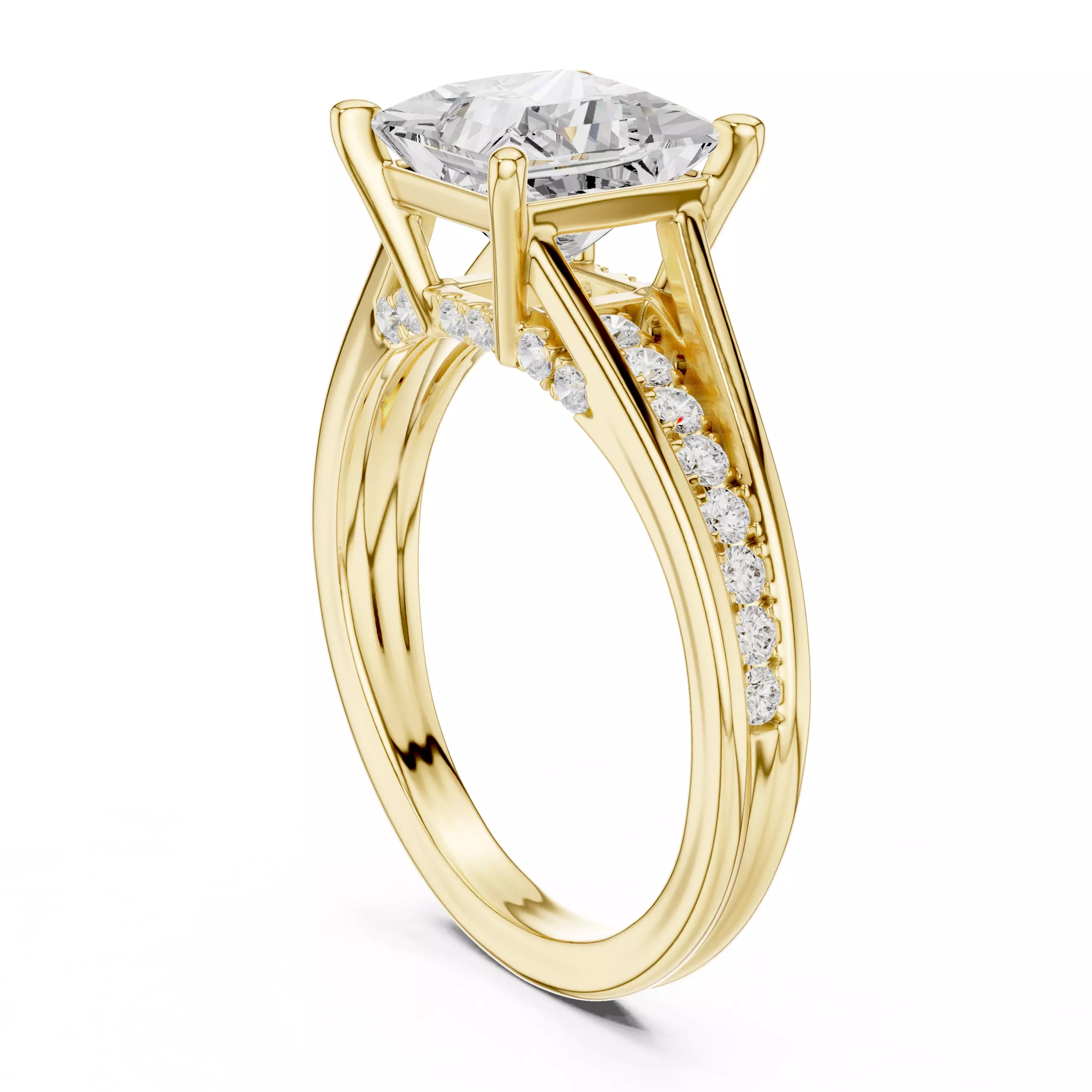 2CT Princess Cut Diamond Engagement Wedding Ring 3DM STL Video 3D print model_6