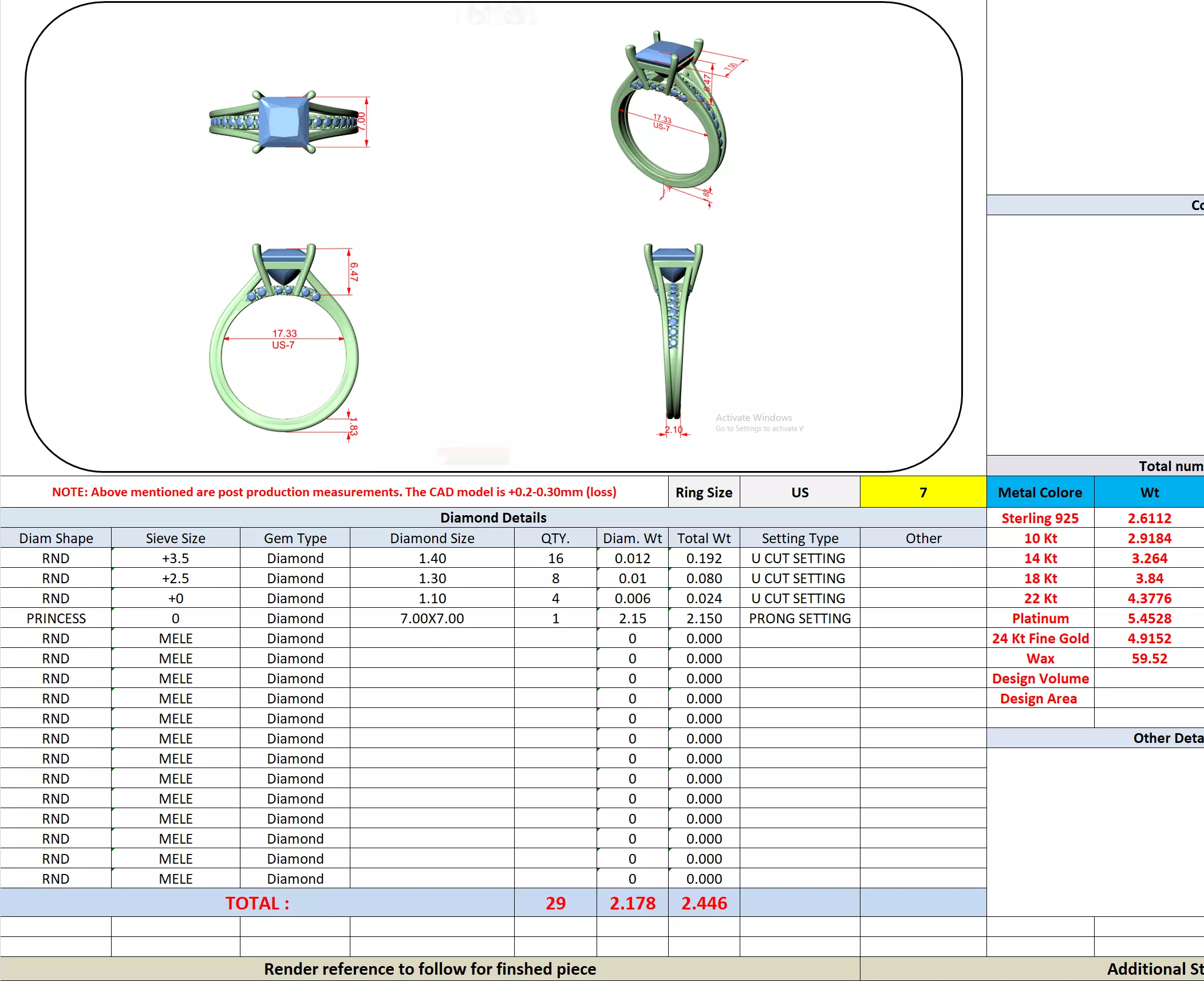 2CT Princess Cut Diamond Engagement Wedding Ring 3DM STL Video 3D print model_13