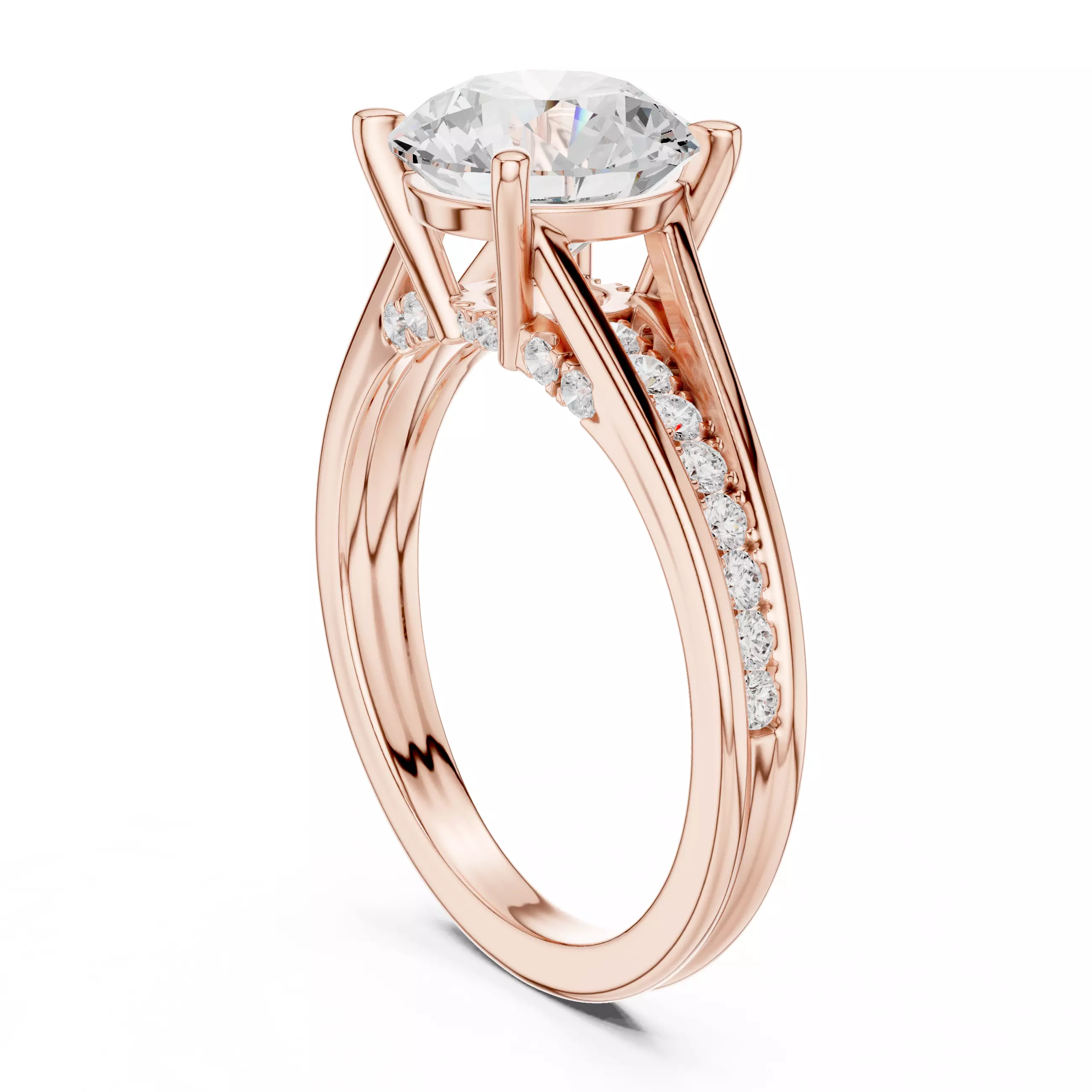 2CT Round Cut Diamond Engagement Wedding Ring 3DM STL Video 3D print model_3