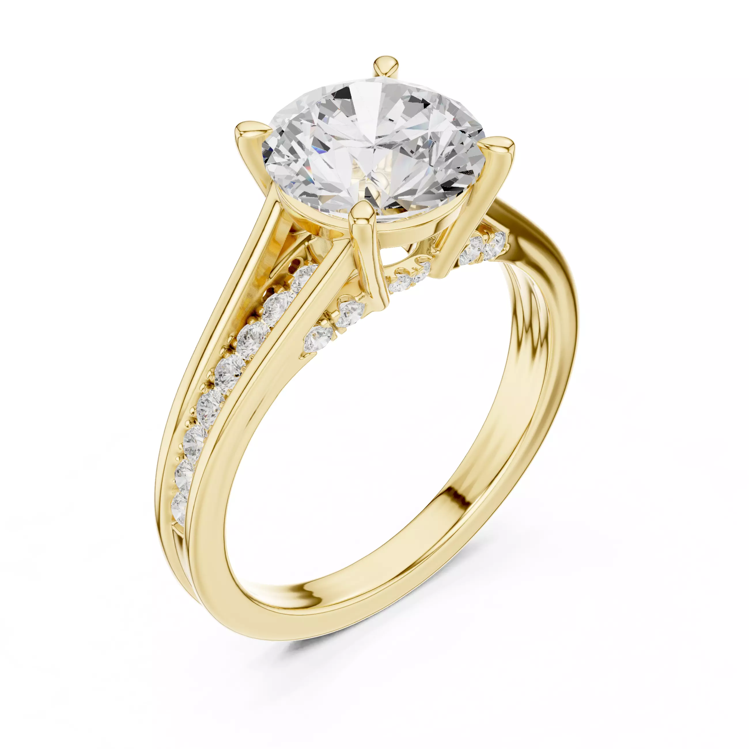 2CT Round Cut Diamond Engagement Wedding Ring 3DM STL Video 3D print model_7