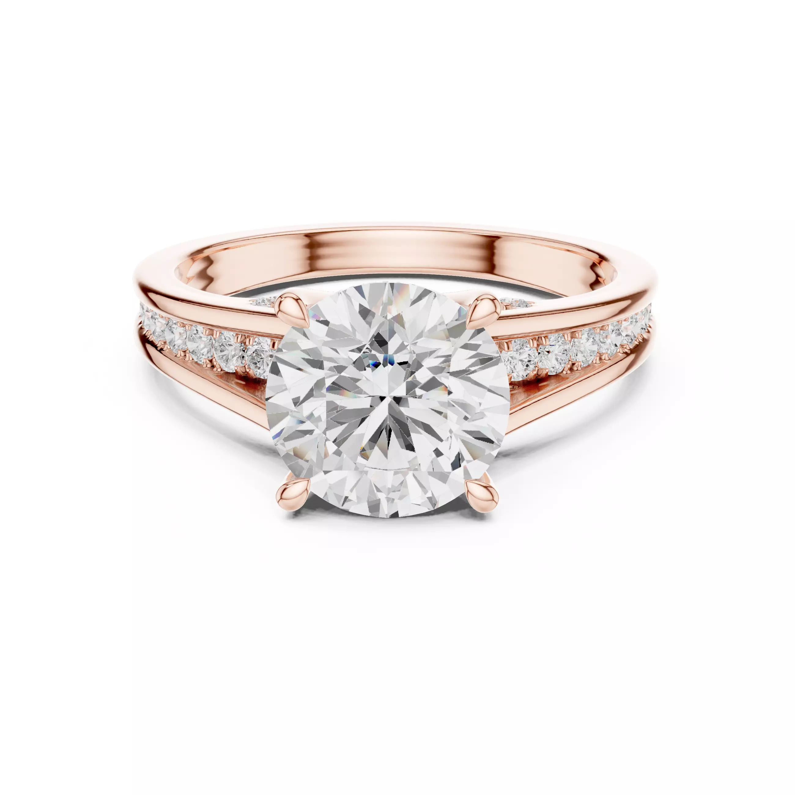 2CT Round Cut Diamond Engagement Wedding Ring 3DM STL Video 3D print model_0