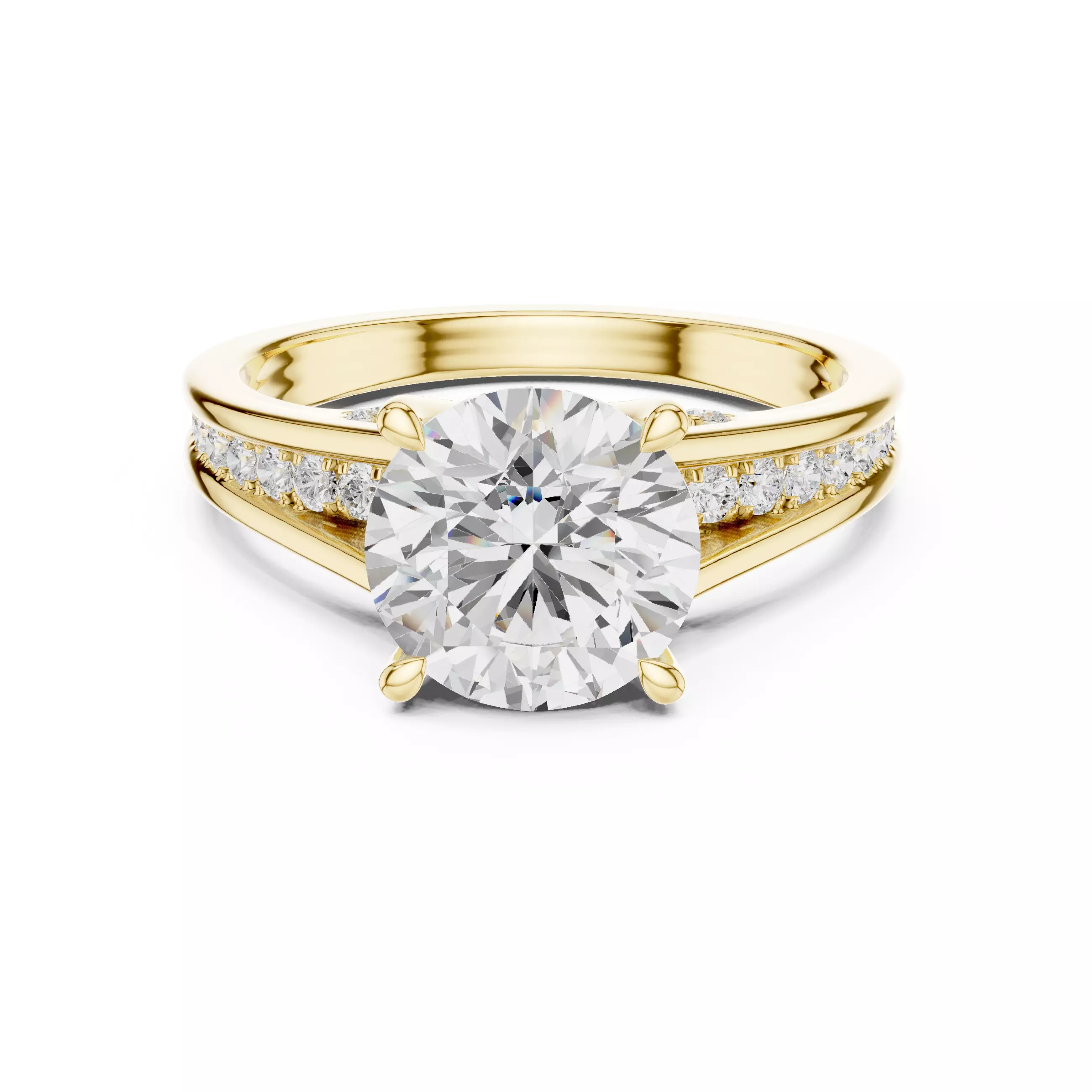 2CT Round Cut Diamond Engagement Wedding Ring 3DM STL Video 3D print model_1