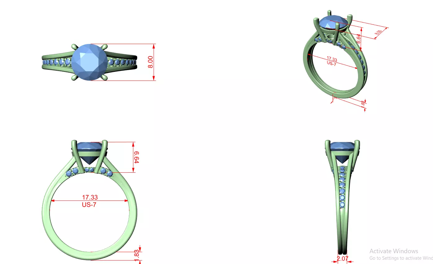 2CT Round Cut Diamond Engagement Wedding Ring 3DM STL Video 3D print model_12