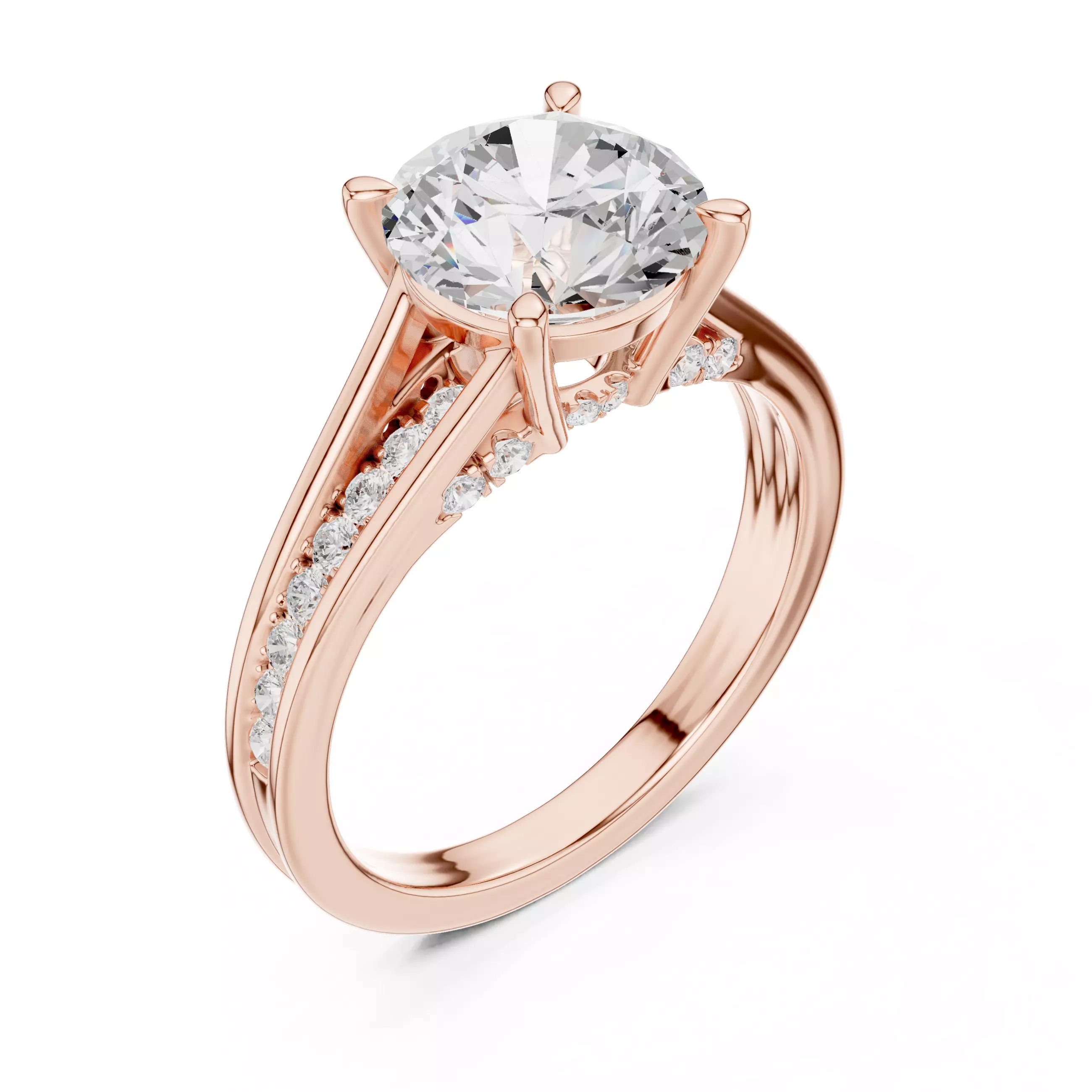 2CT Round Cut Diamond Engagement Wedding Ring 3DM STL Video 3D print model_4