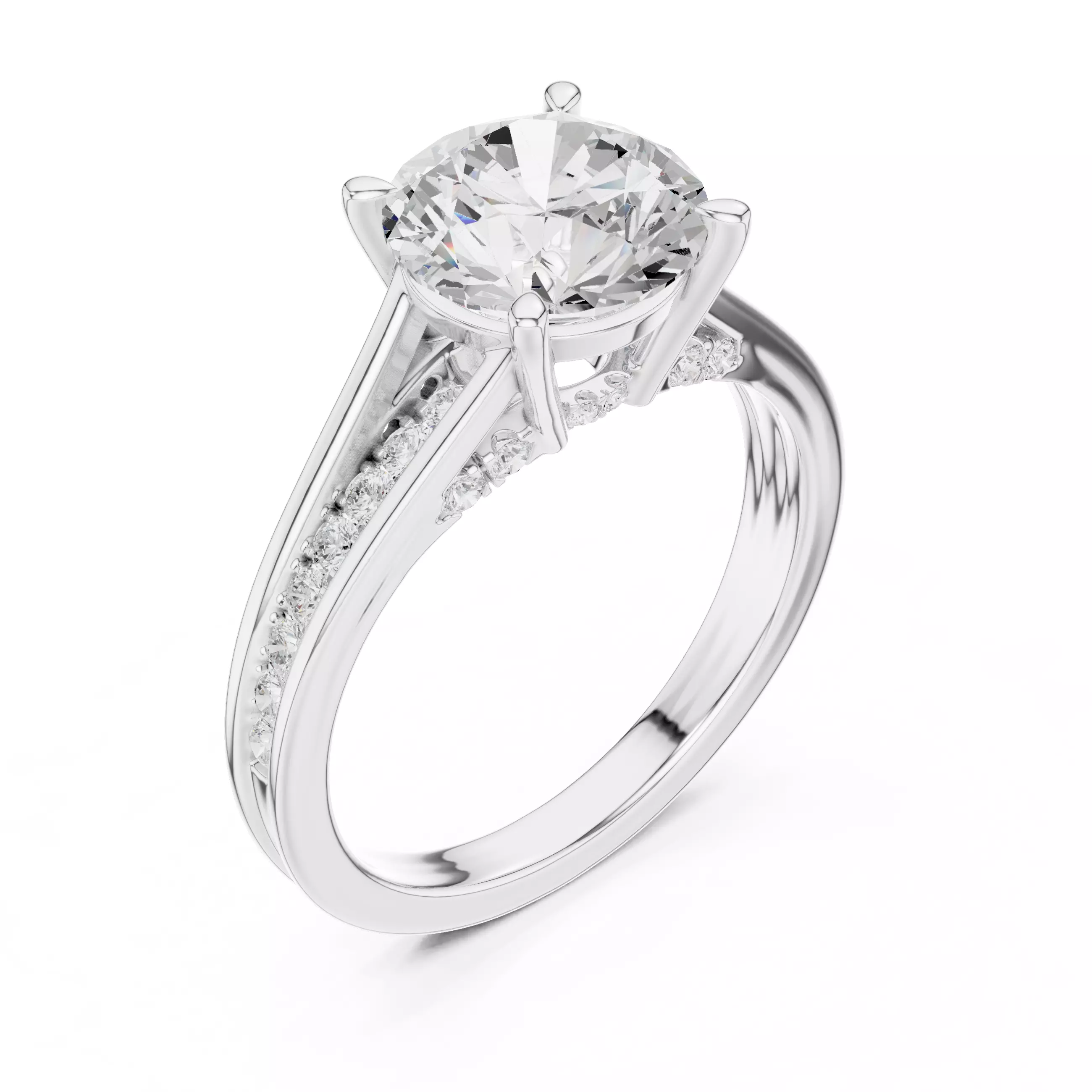 2CT Round Cut Diamond Engagement Wedding Ring 3DM STL Video 3D print model_10