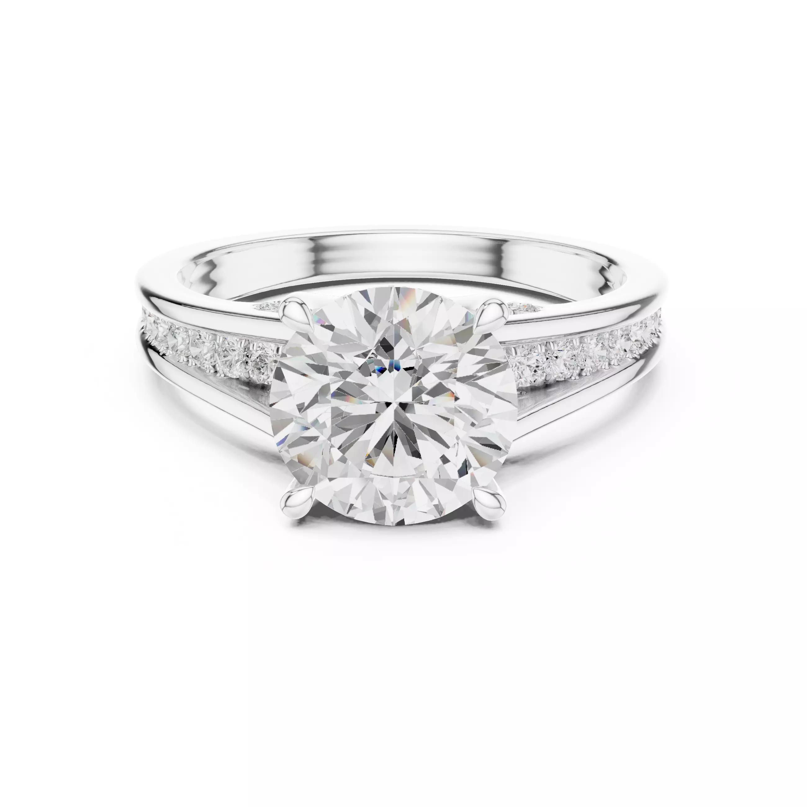 2CT Round Cut Diamond Engagement Wedding Ring 3DM STL Video 3D print model_2