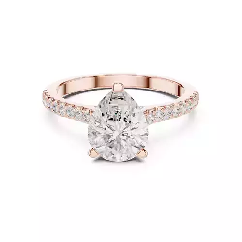 Pear Cut Hidden Halo Diamond Pave Engagement Ring 3DM STL Video