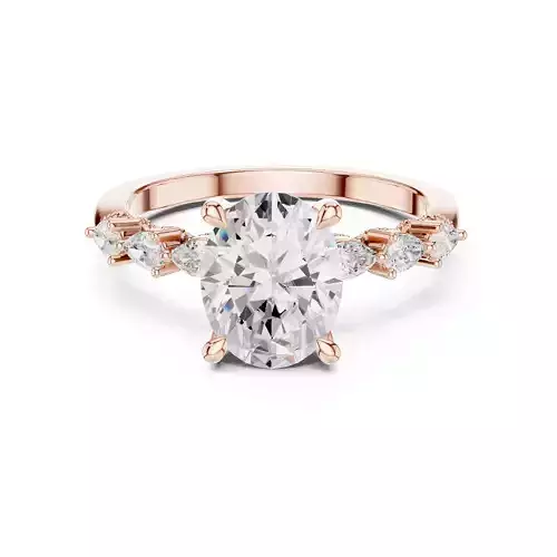 Oval and Pear Cut Diamond Engagement Wedding Ring 3DM STL Video 3D print model