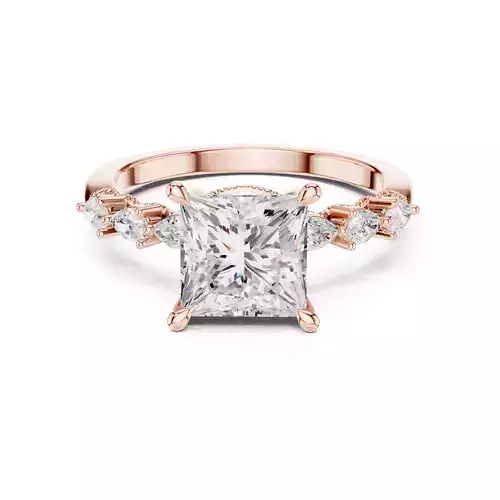 Princess and Pear Diamond Engagement Wedding Ring 3DM STL Video 3D print model