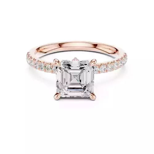 Flower Basket Asscher Cut Diamond Engagement Ring 3DM STL Video