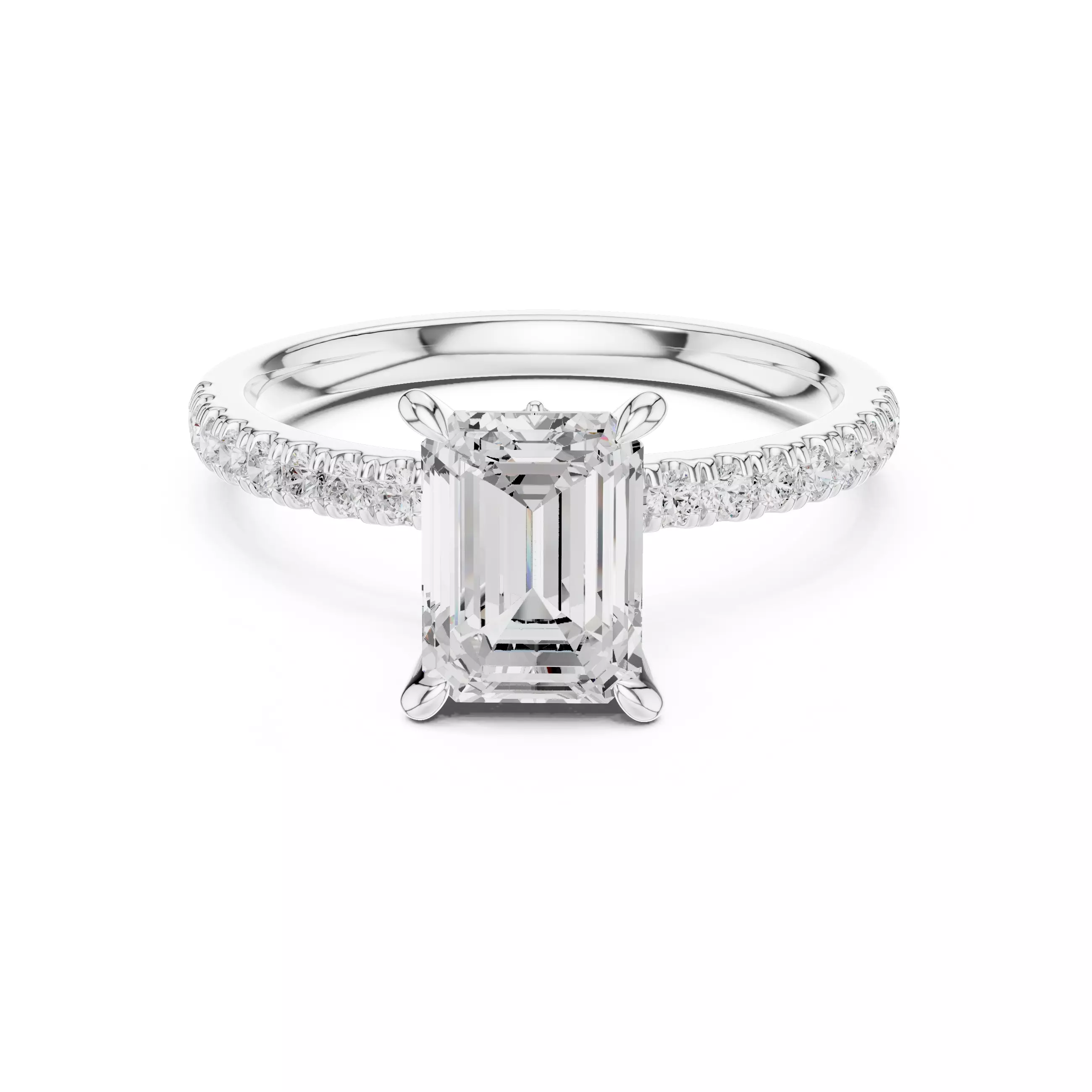 Flower Basket Emerald Diamond Engagement Wedding Ring file Video 3D print model_1