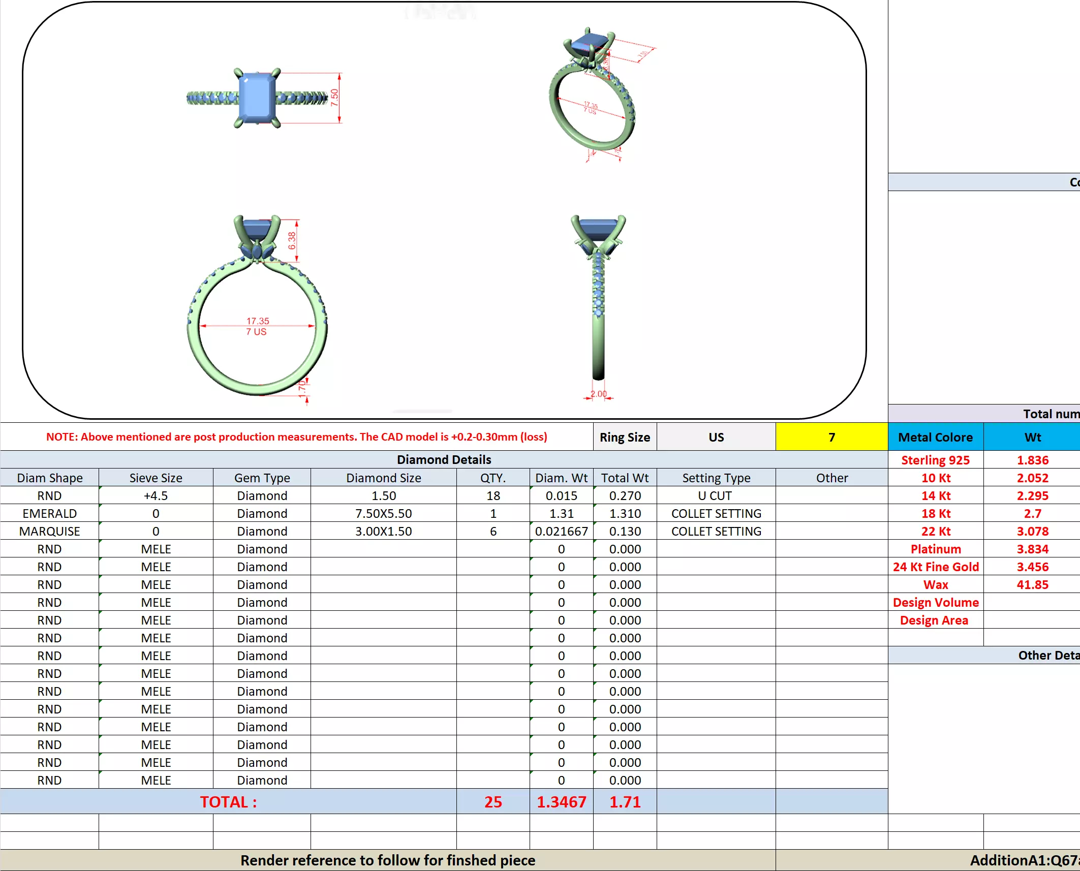 Flower Basket Emerald Diamond Engagement Wedding Ring file Video 3D print model_13