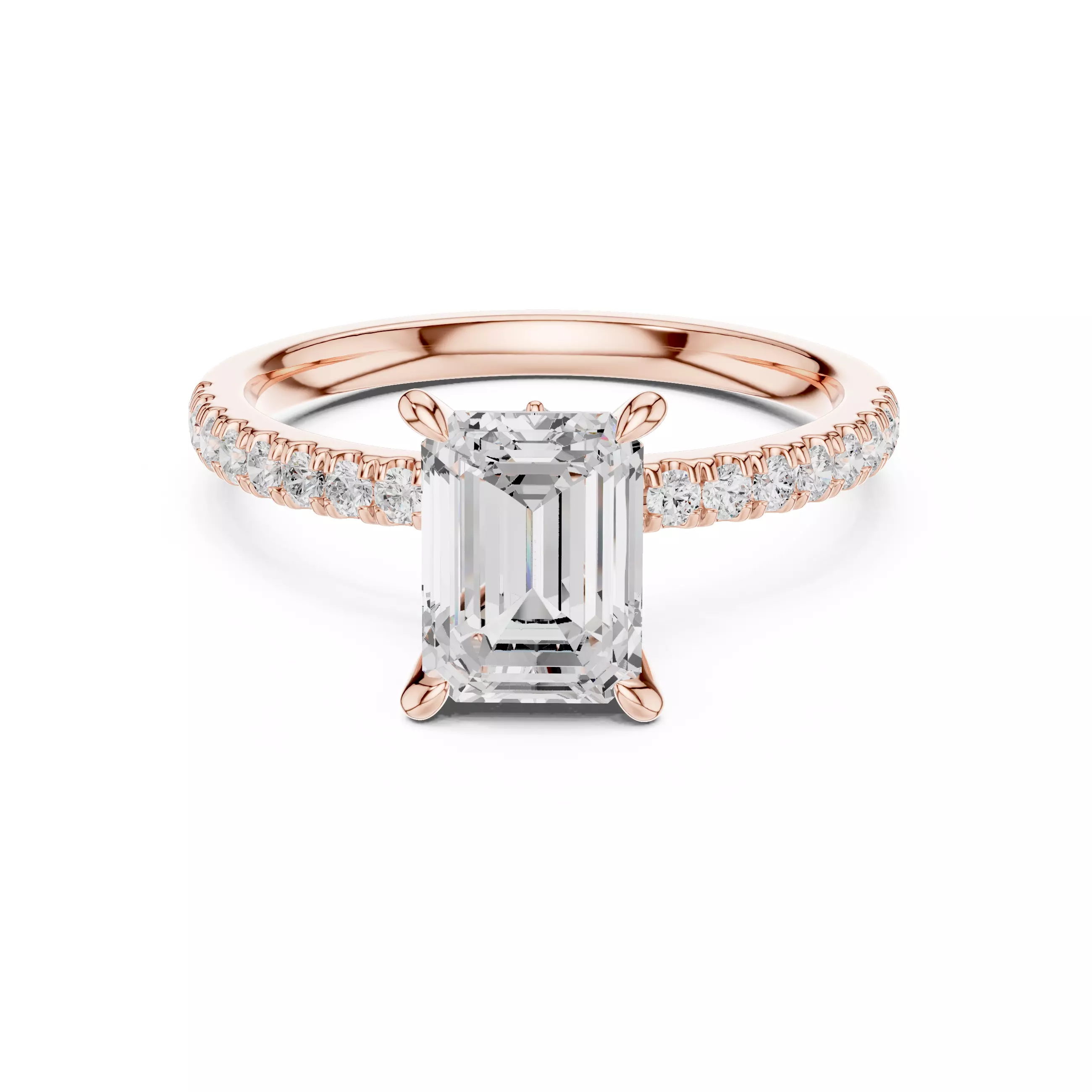 Flower Basket Emerald Diamond Engagement Wedding Ring file Video 3D print model_0