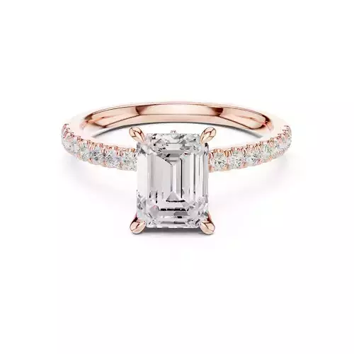 Flower Basket Emerald Diamond Engagement Wedding Ring file Video 3D print model