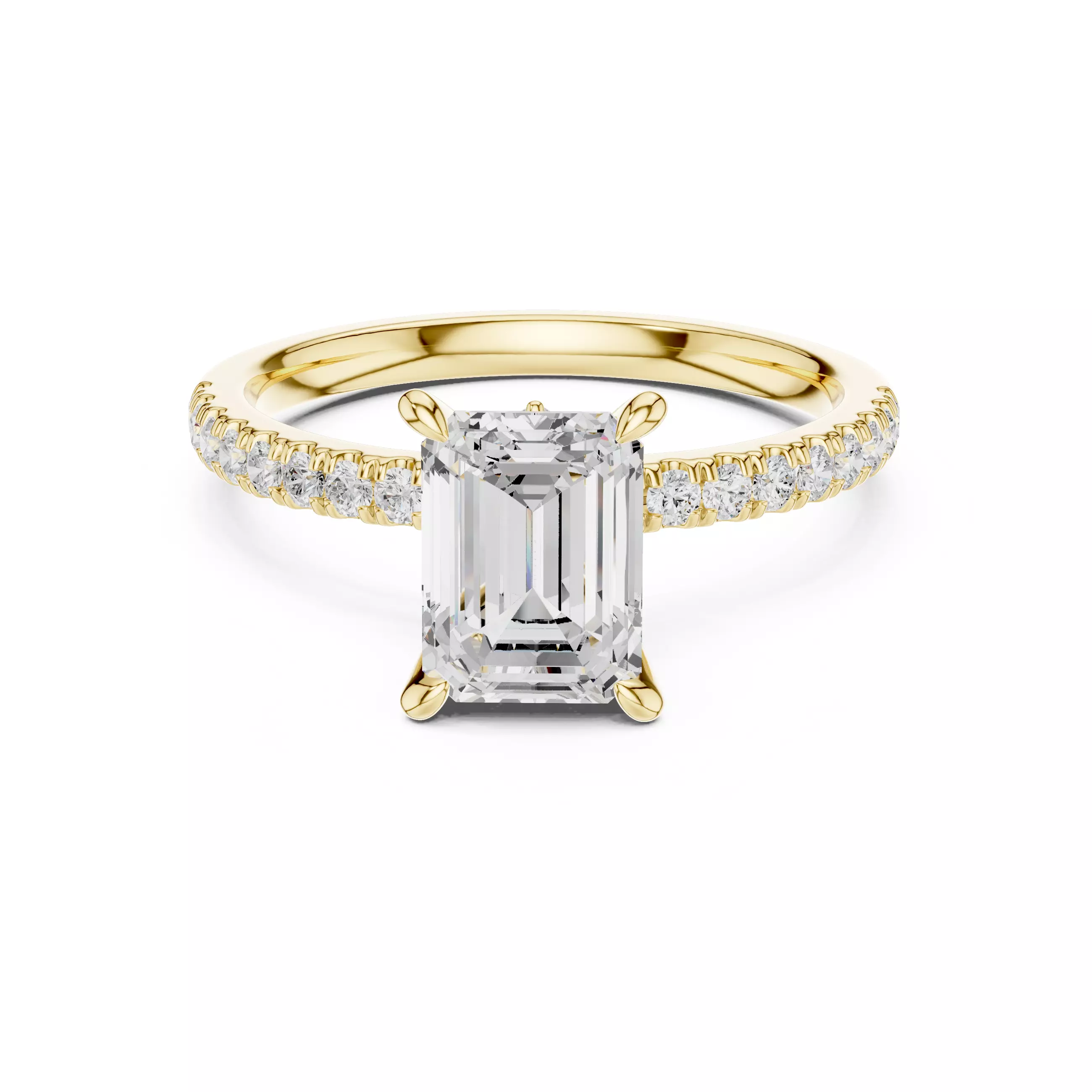 Flower Basket Emerald Diamond Engagement Wedding Ring file Video 3D print model_2