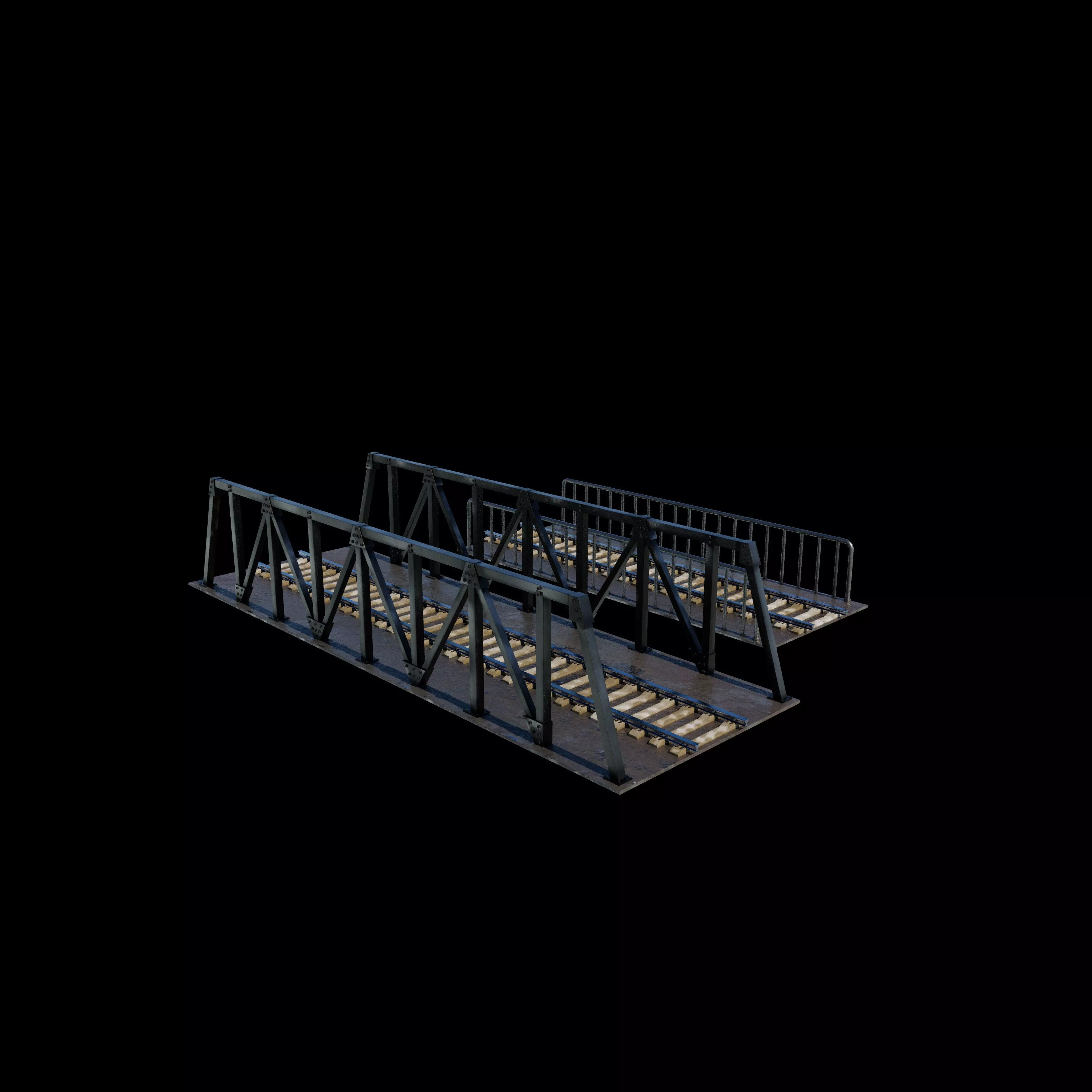 Railway Steel Bridge 3D model_3