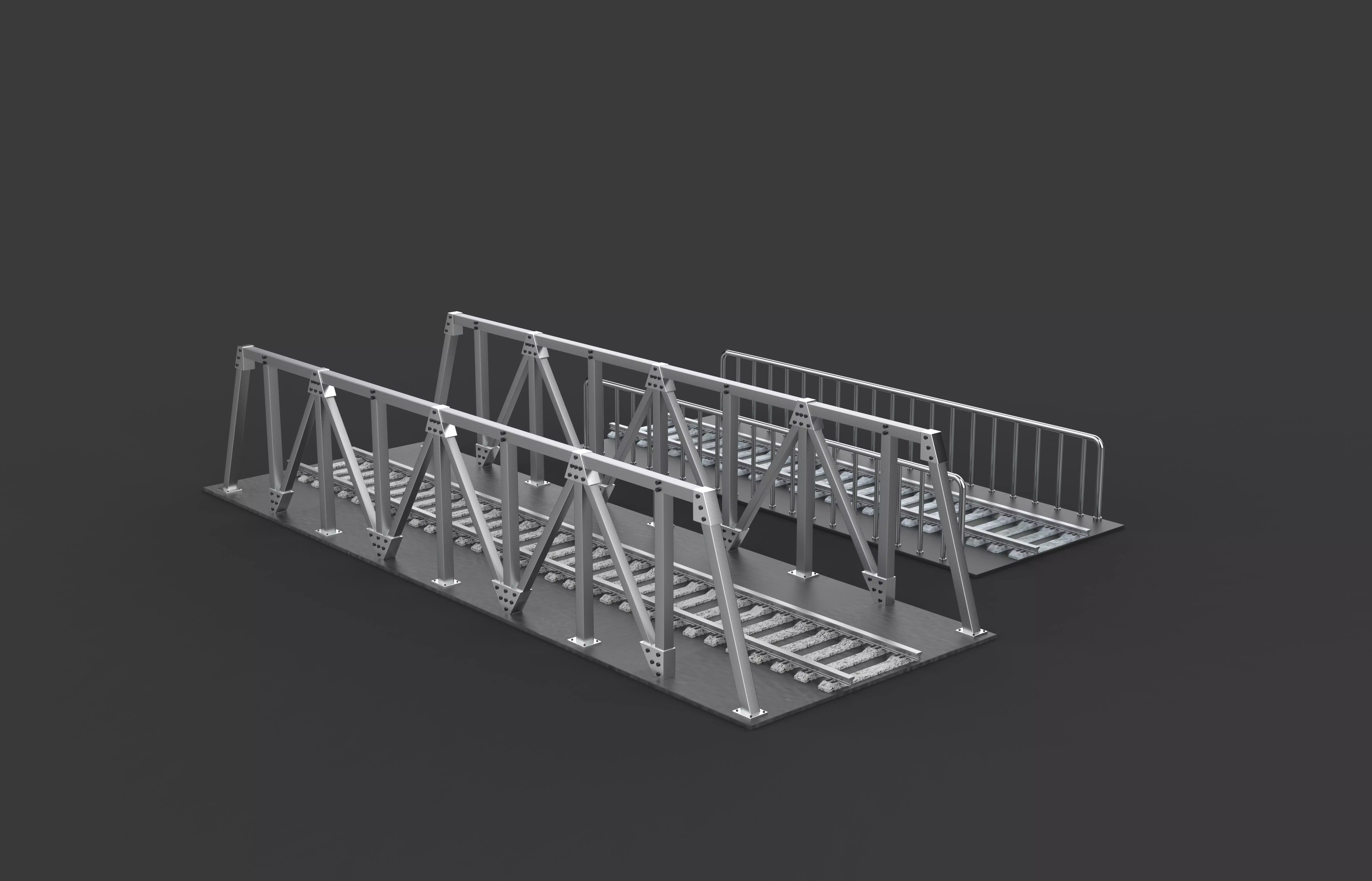 Railway Steel Bridge 3D model_8