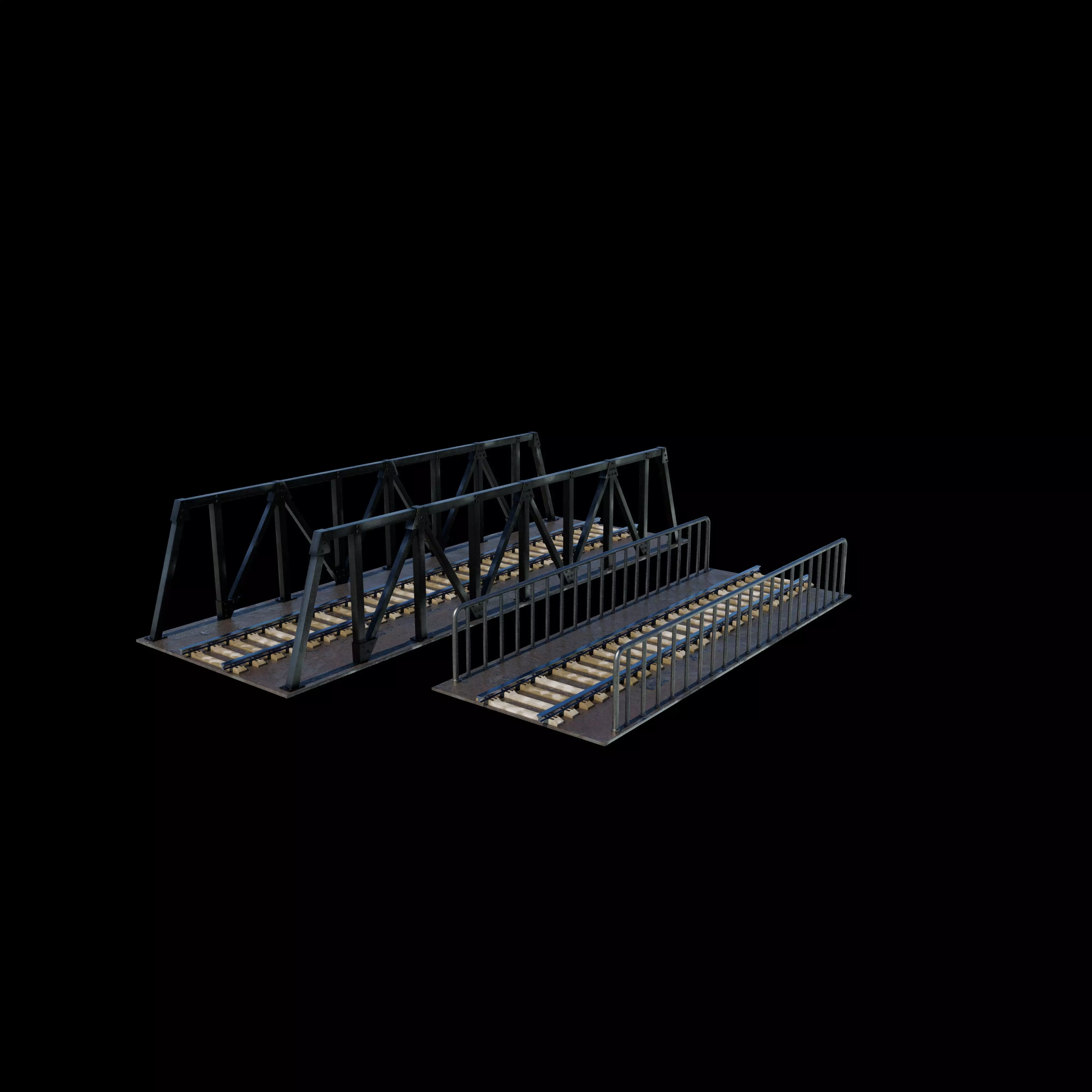 Railway Steel Bridge 3D model_12