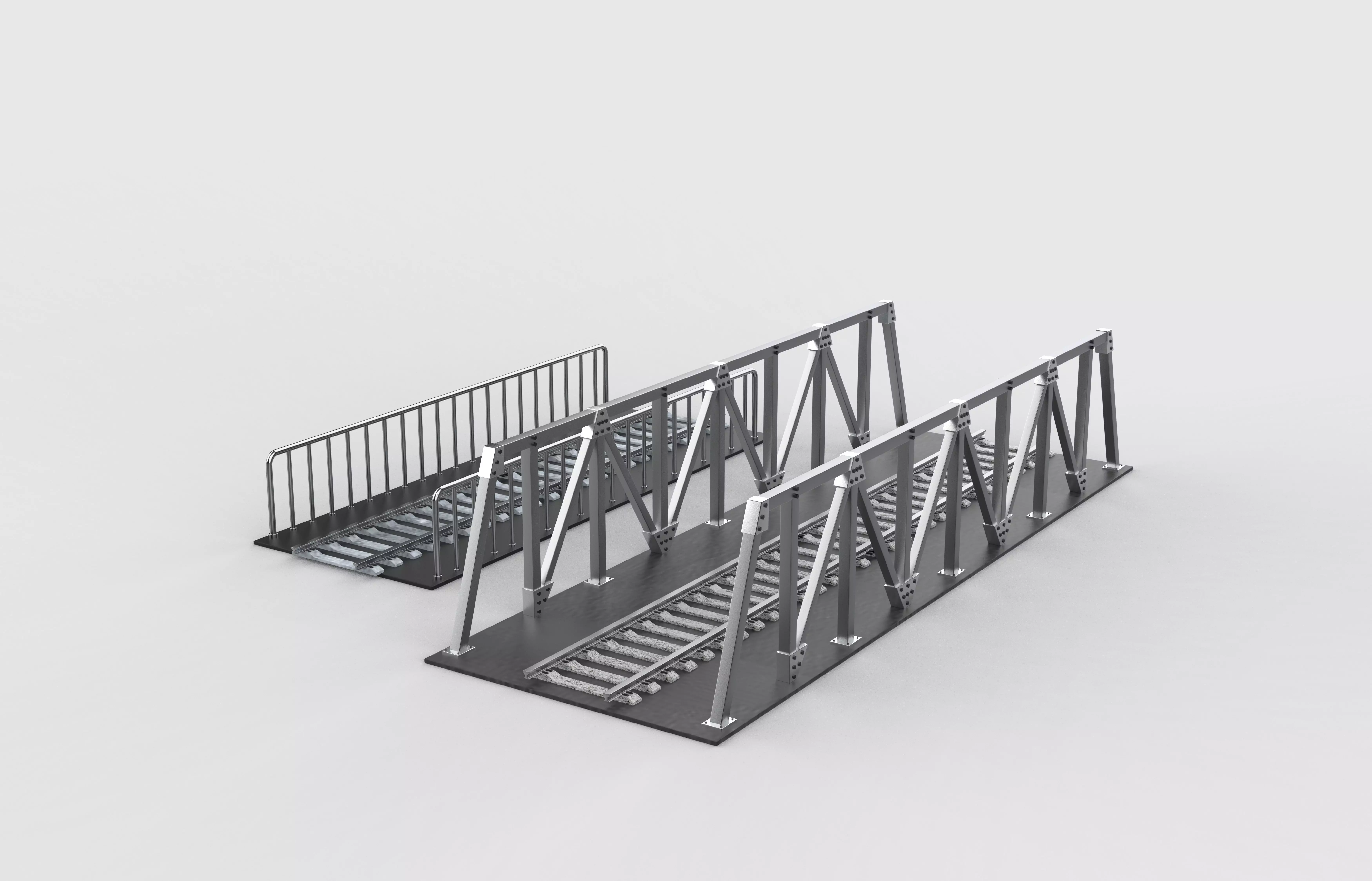 Railway Steel Bridge 3D model_10