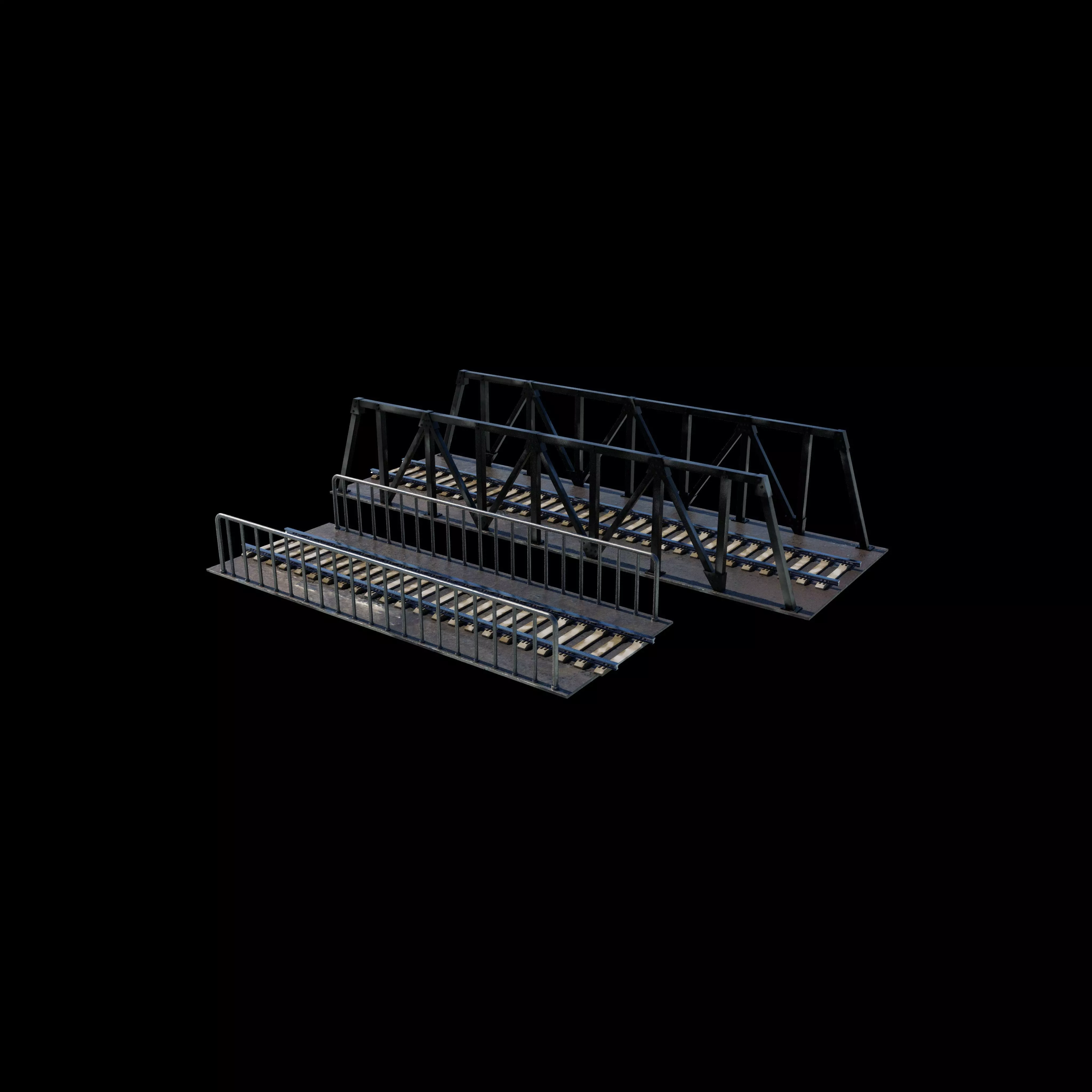 Railway Steel Bridge 3D model_4