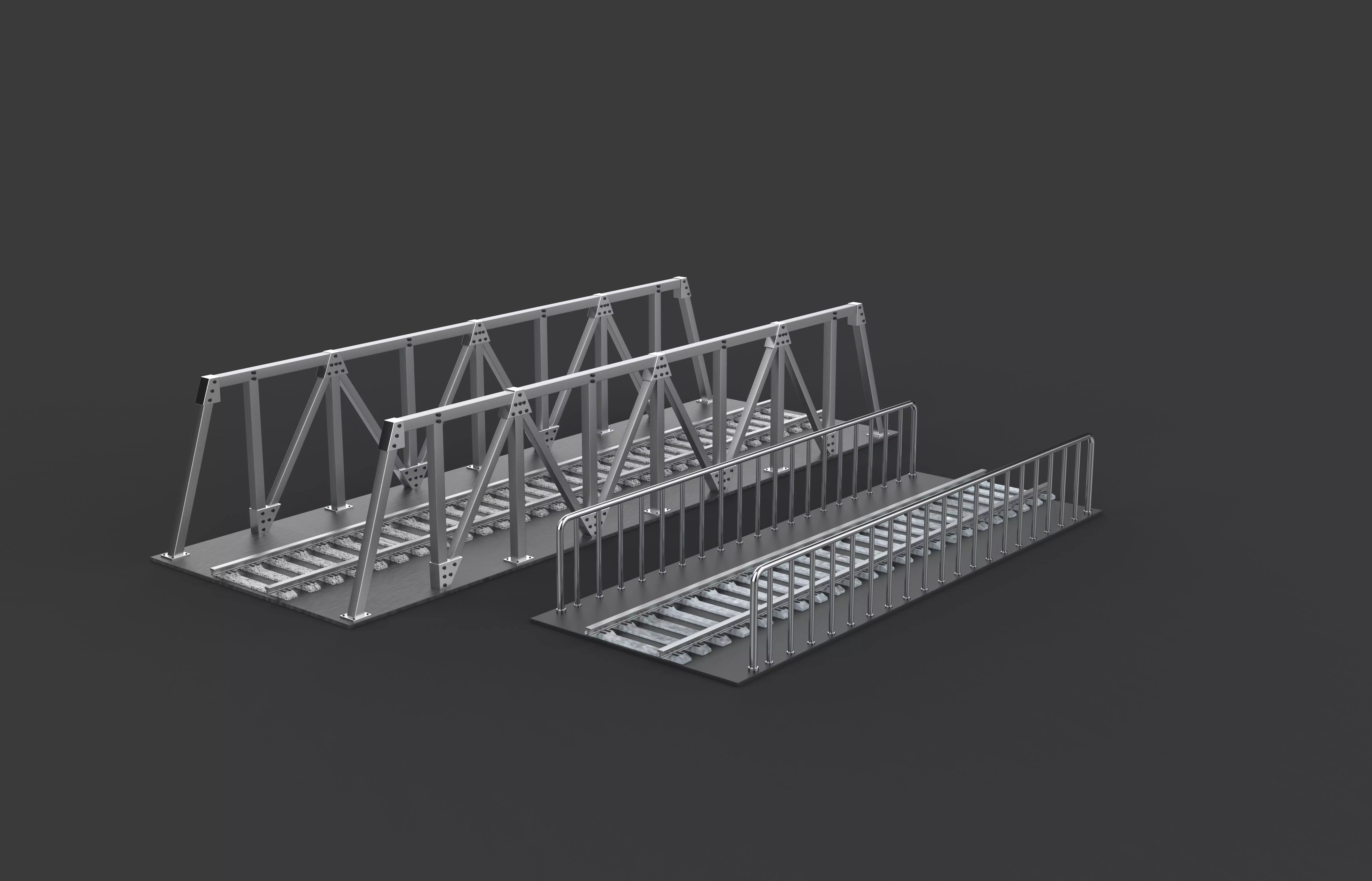 Railway Steel Bridge 3D model_6