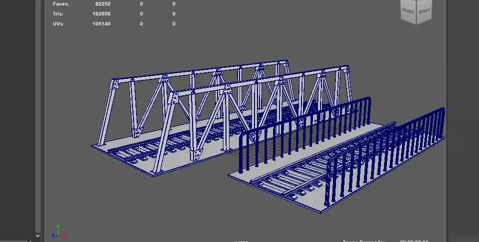 Railway Steel Bridge 3D model_17