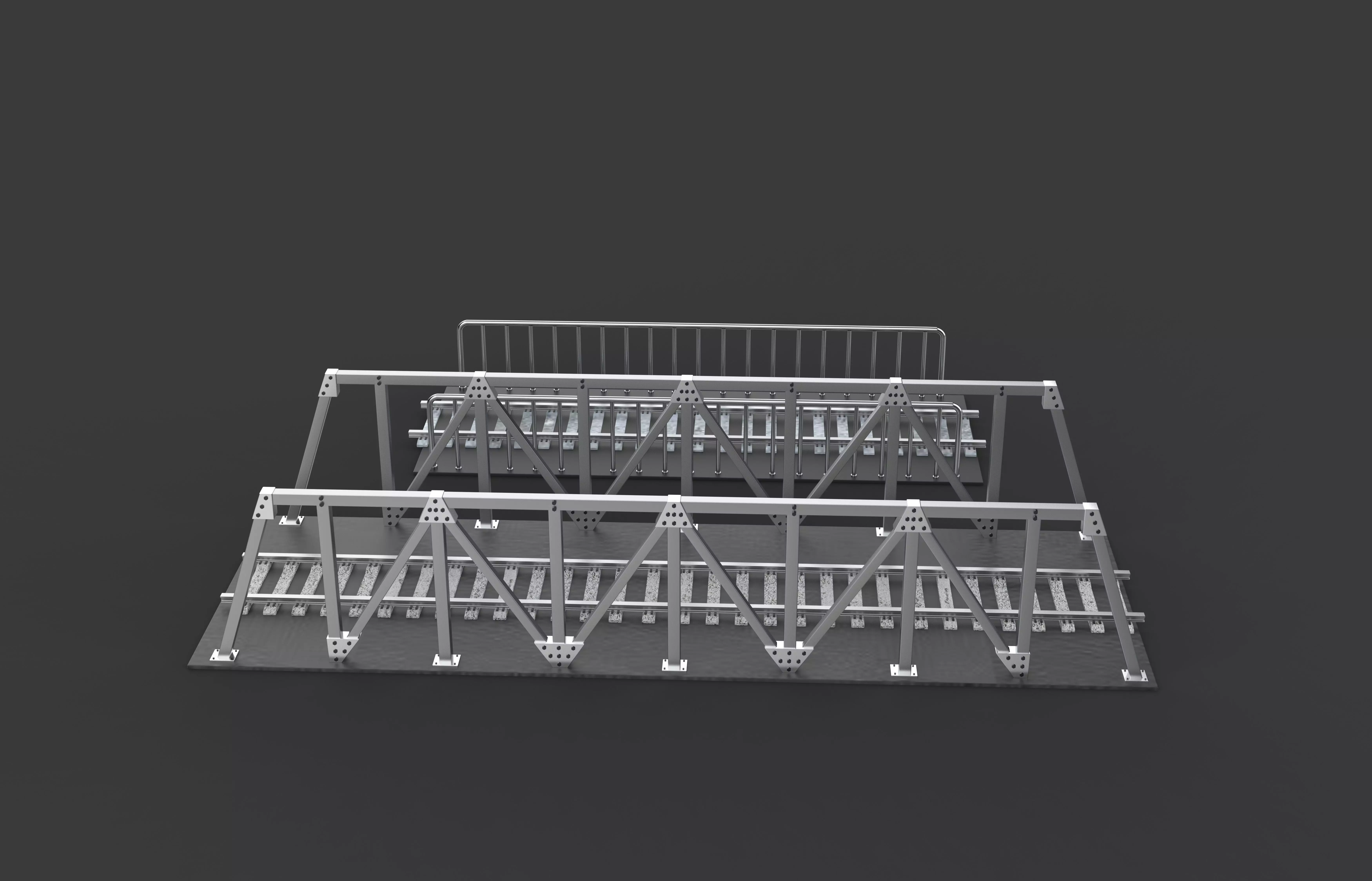 Railway Steel Bridge 3D model_9