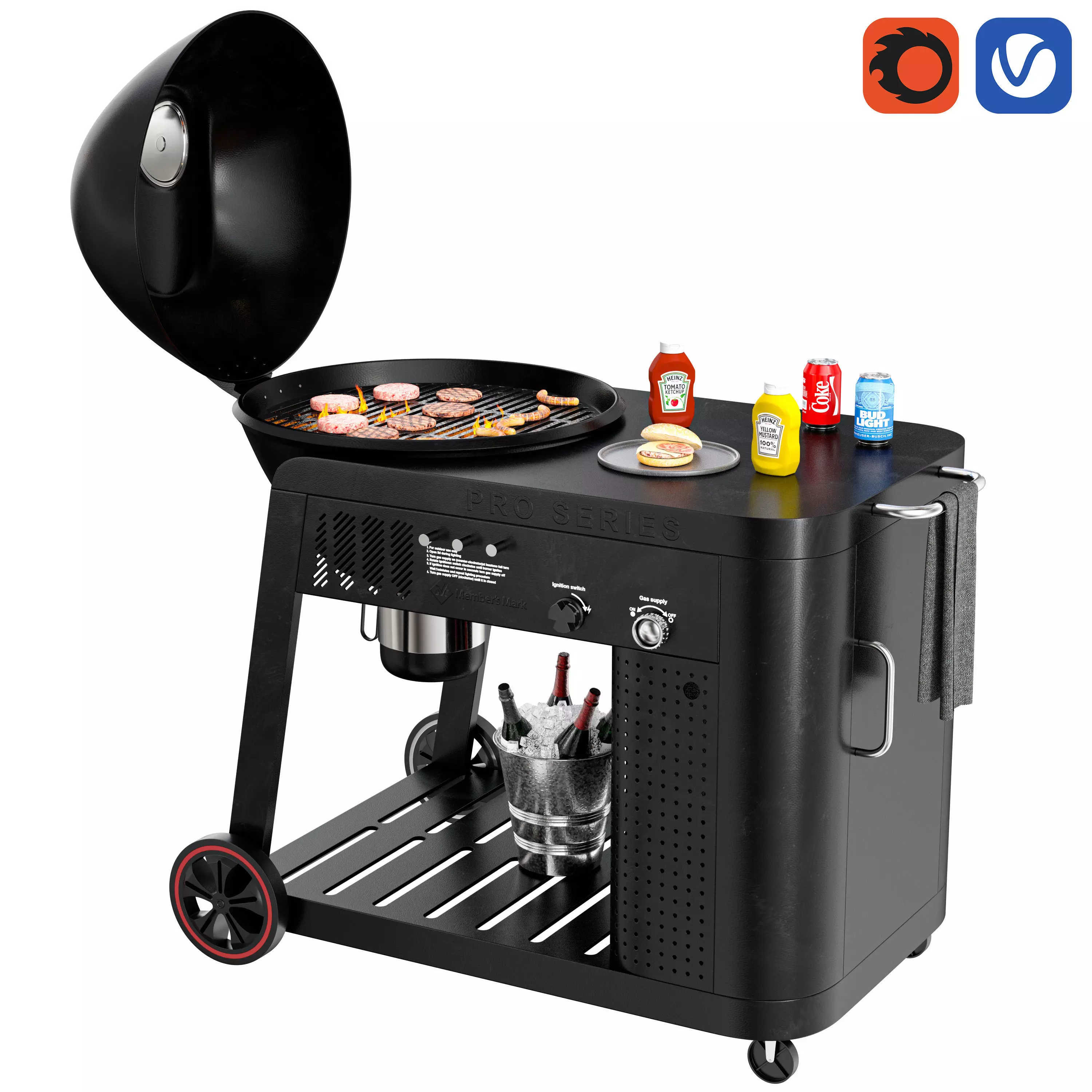 Members Mark Charcoal Grill BBQ Set 3D model