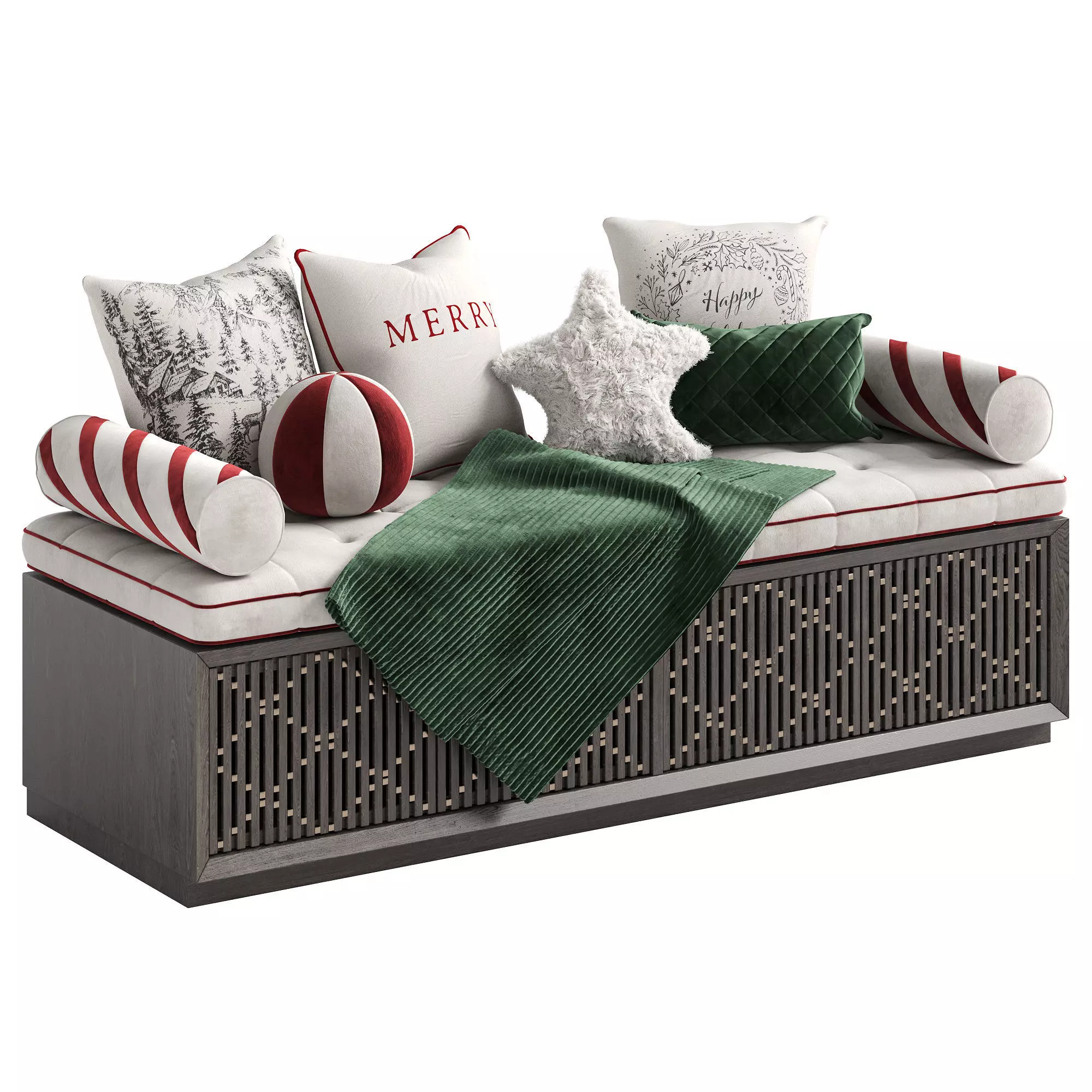 Decorative set of Christmas pillows for the windows 3D model