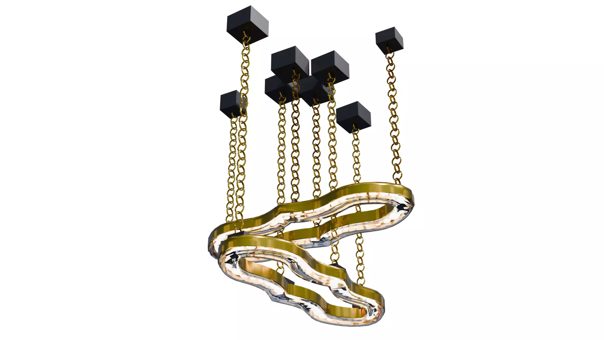 Gold chain pendant lamp for classic style interiors Low-poly 3D model