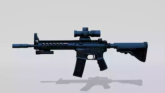 Realistic Tactical Assault Rifle 3D Model Game Ready Gun 3D model